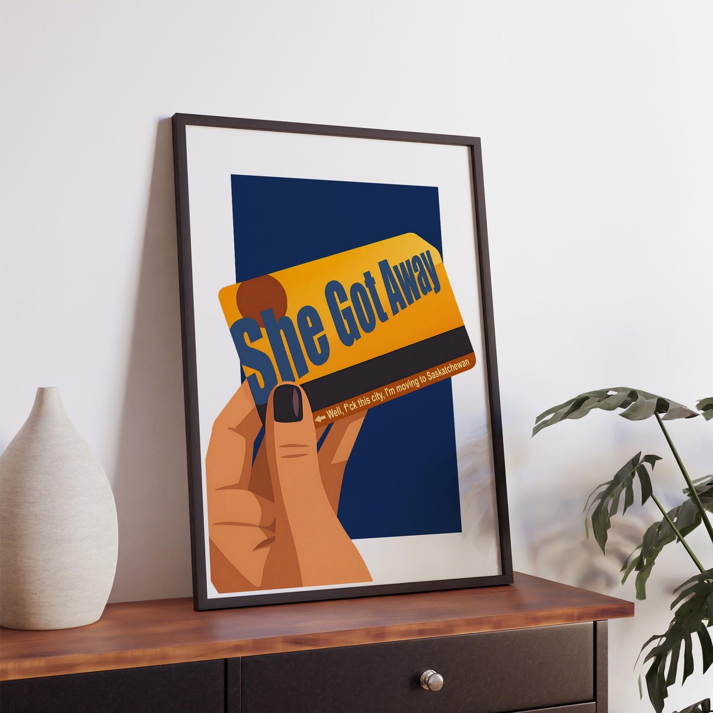 Lyric-Inspired "She Got Away" Metro Card Art Print | Modern Music Poster with Bold Typography | Urban Wall Decor | Home Decor