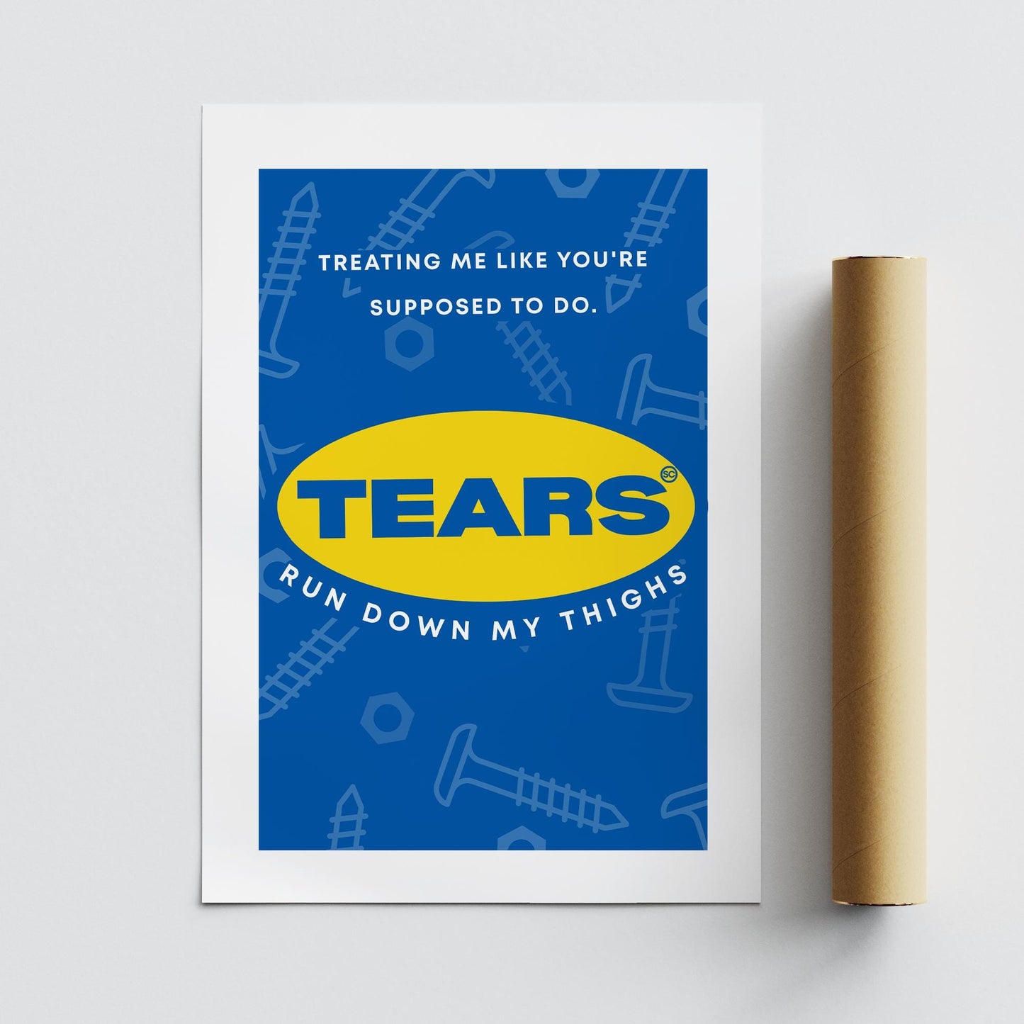 Music Poster: Tears Run Down My Thighs -  Blue & Yellow | Pop Lyric-Inspired Print | Music Wall Art | Song Quote Print | Girly Home Decor