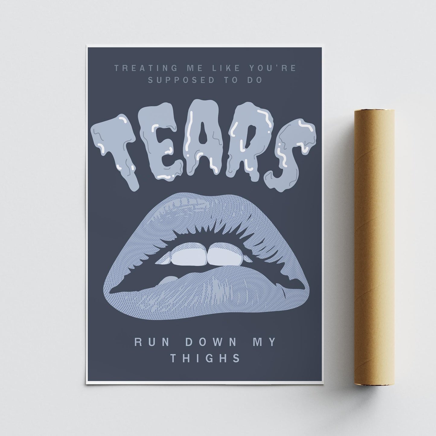 Music Poster: Tears Run Down My Thighs - Lips & Horror Typography | Pop Lyric-Inspired Print | Music Wall Art |  | Girly Home Decor
