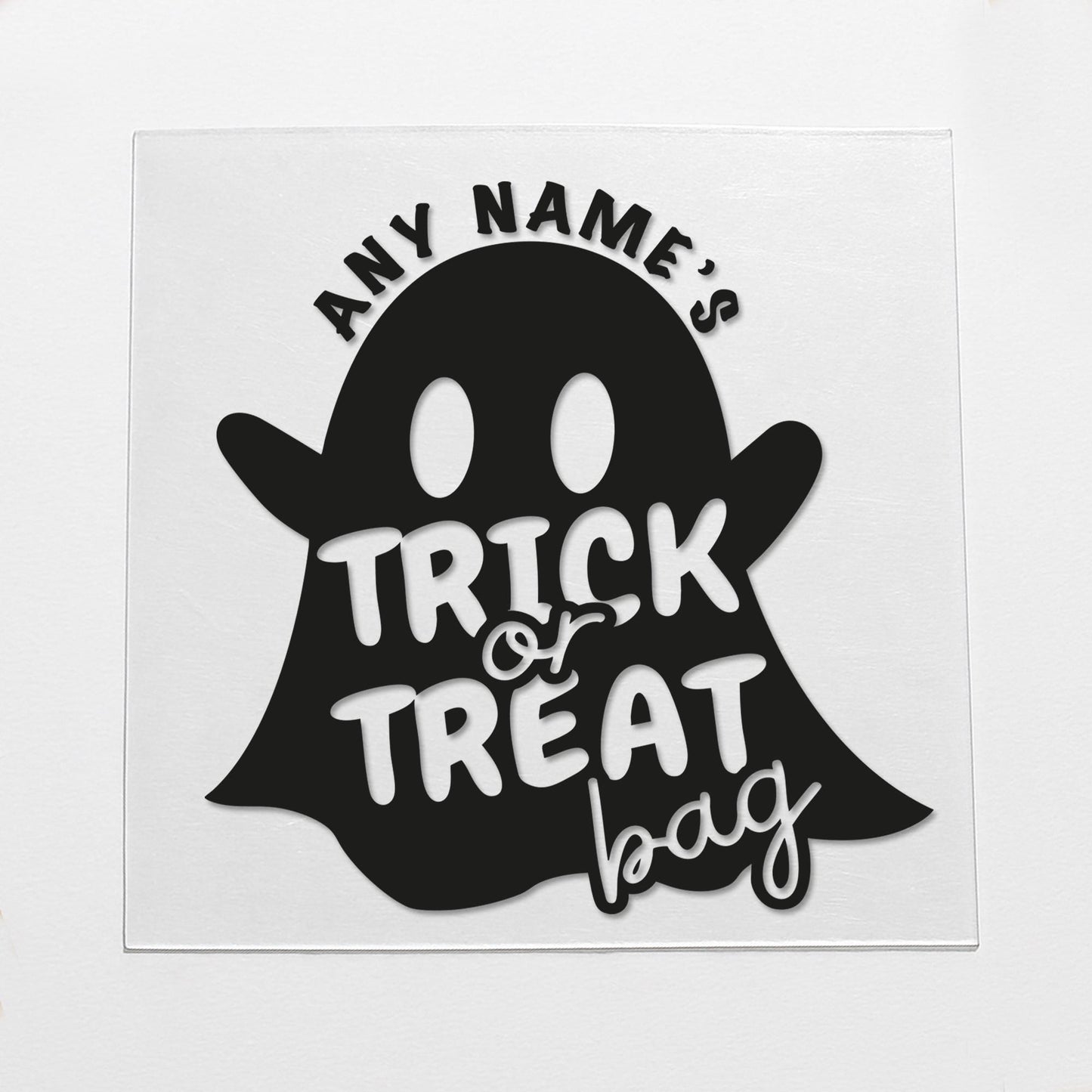 Personalised Ghost Trick or Treat Bag Iron On Vinyl Transfer  Custom Halloween Heat Transfer  DIY Halloween Sweet Bag Decoration
