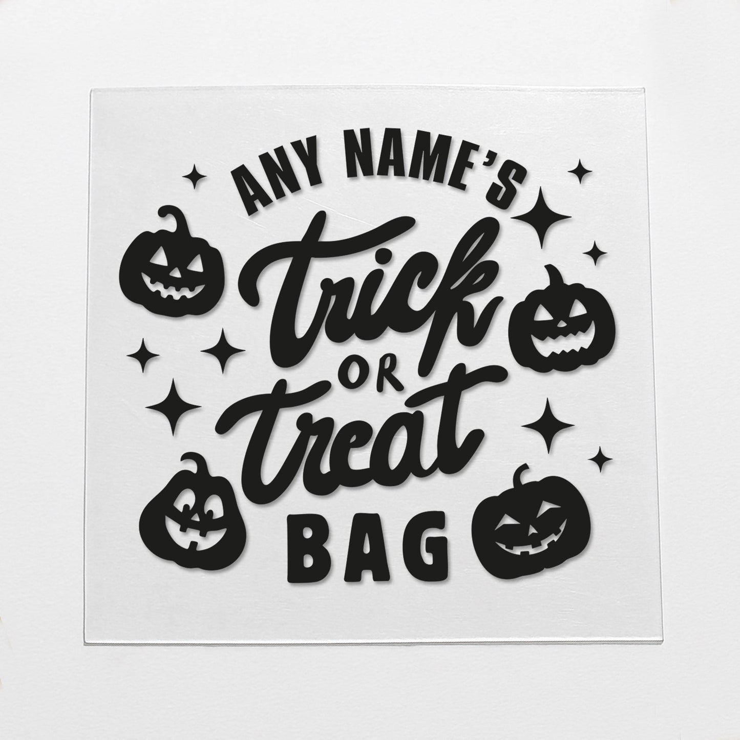 Personalised Pumpkin Trick or Treat Bag Iron On Vinyl Transfer  Custom Halloween Heat Transfer  DIY Halloween Sweet Bag Decoration