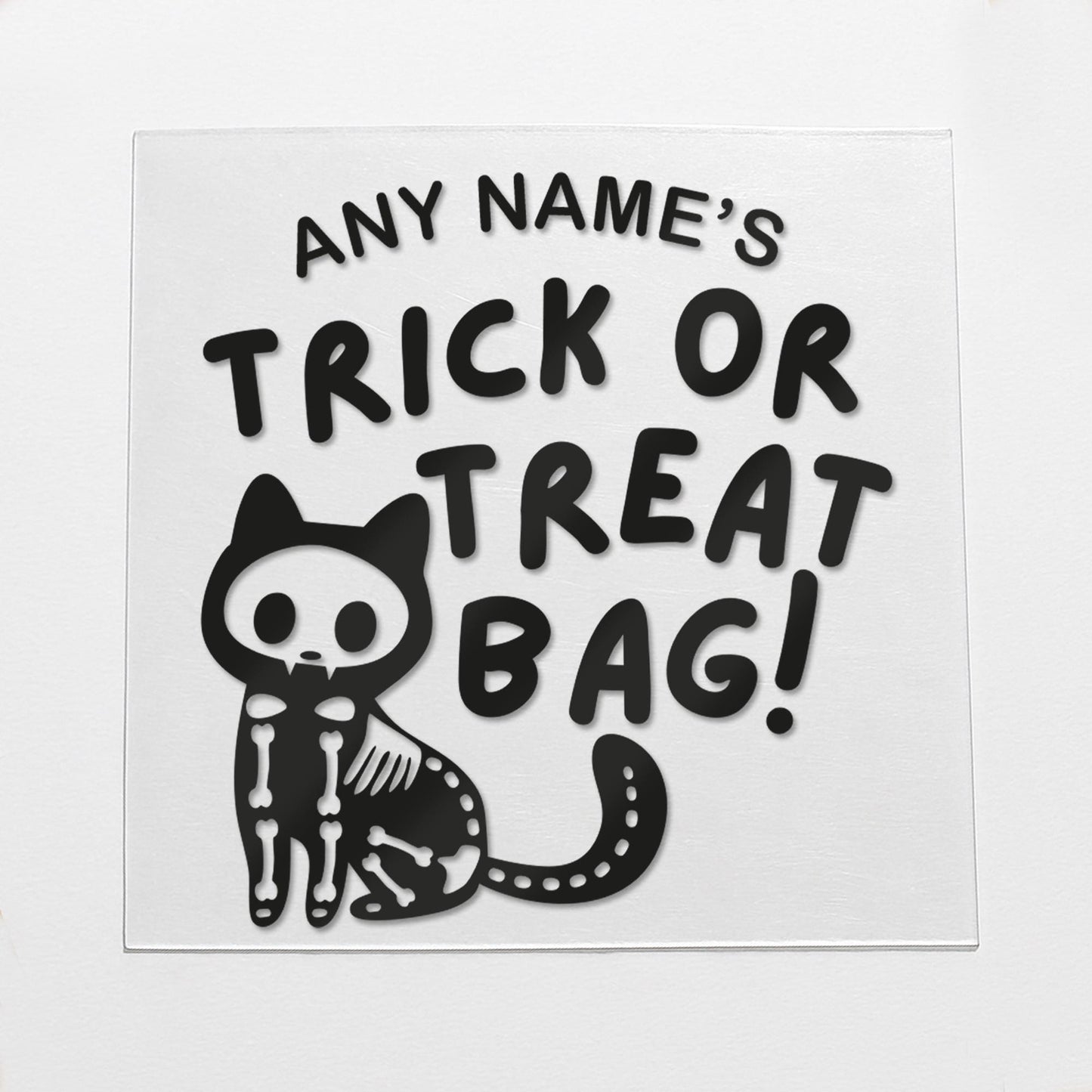 Personalised Spooky Cat Trick or Treat Bag Iron On Vinyl Transfer  Custom Halloween Heat Transfer  DIY Halloween Sweet Bag Decoration