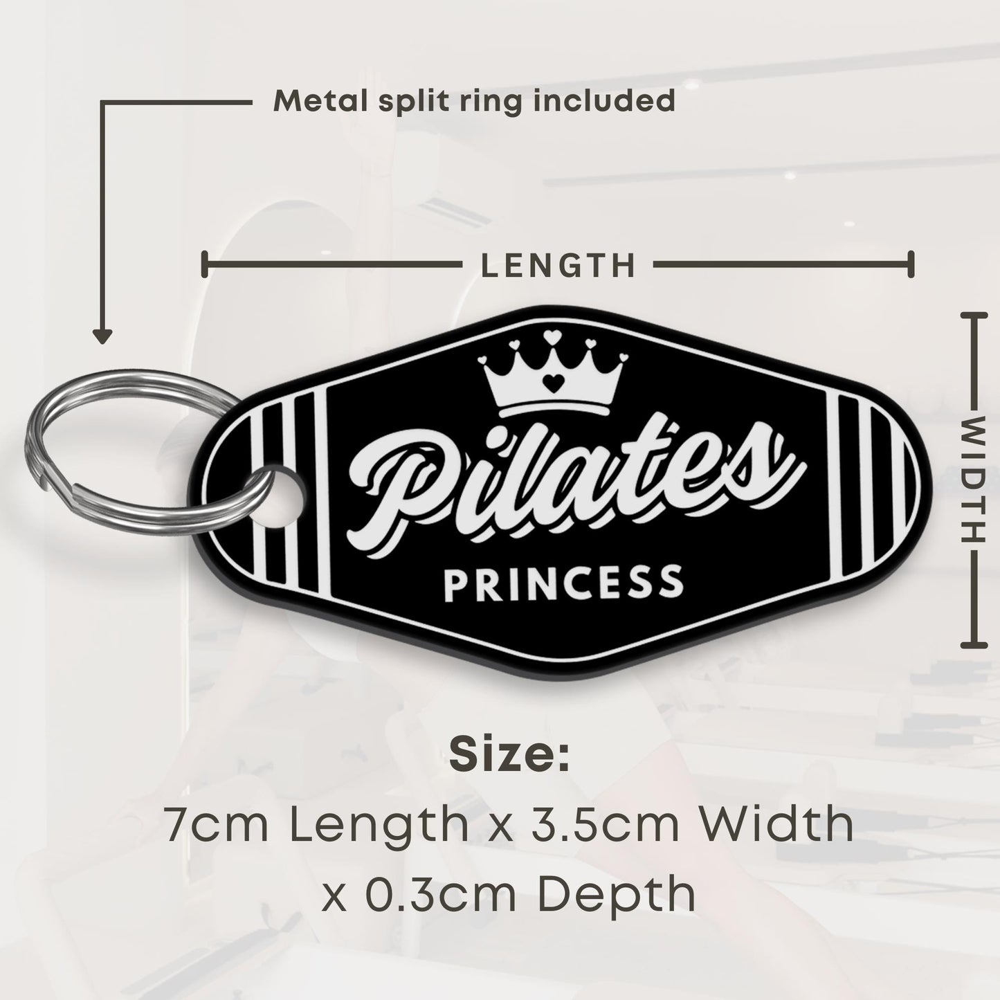 Pilates Princess Keyring  Crown Design: Retro Motel Style Keychain, Pilates Gift for Her, Pilates Accessories, Pilates Instructor Gifts