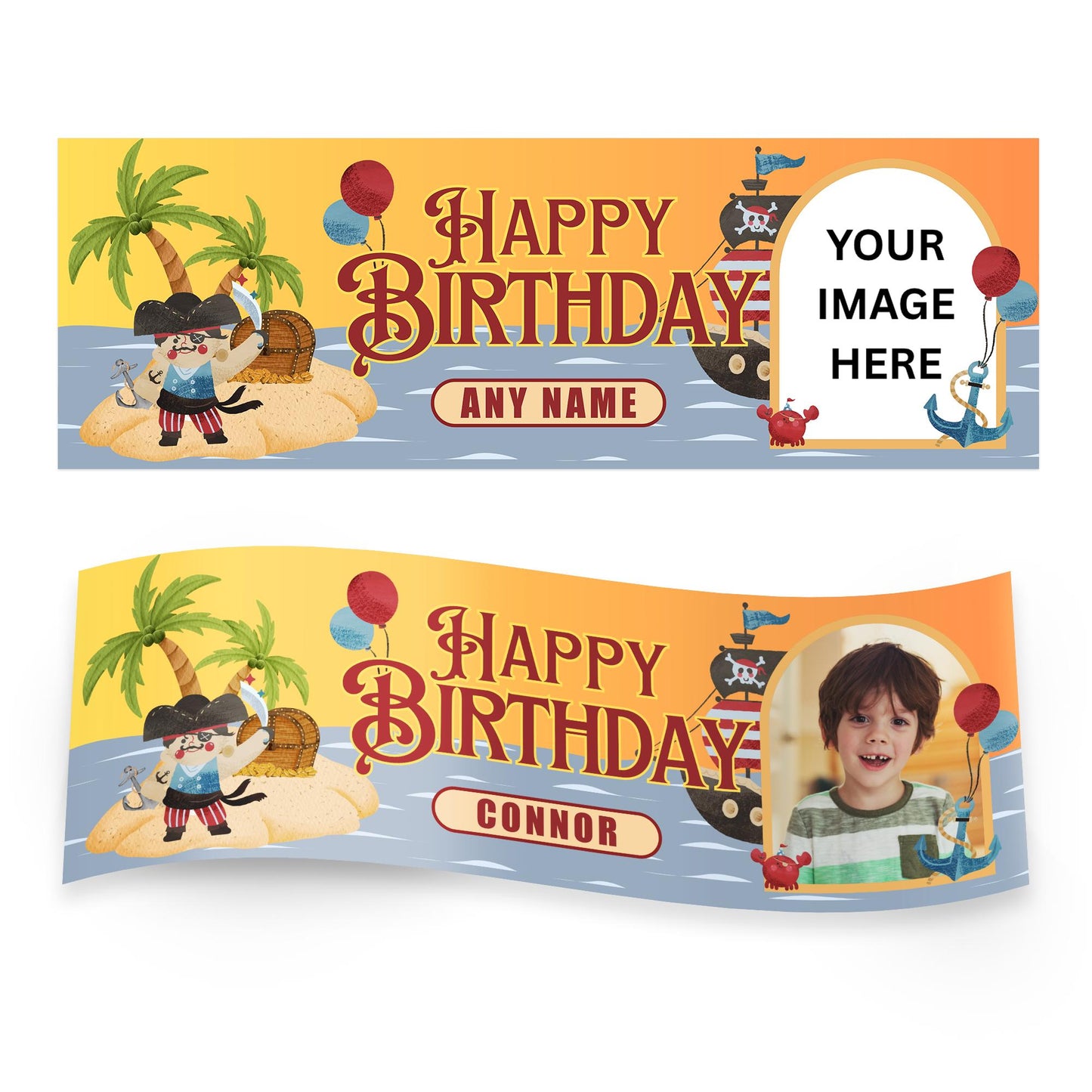 Personalised Pirate Birthday Banner with Photo & Name  Girls Birthday Party Decoration | Pirate Theme | Party Decor for Kids