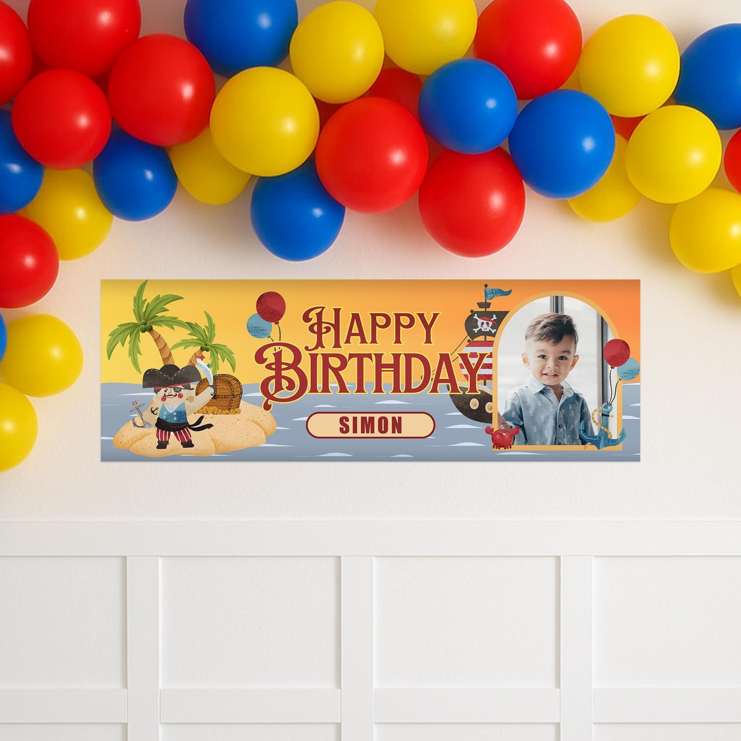 Personalised Pirate Birthday Banner with Photo & Name  Girls Birthday Party Decoration | Pirate Theme | Party Decor for Kids