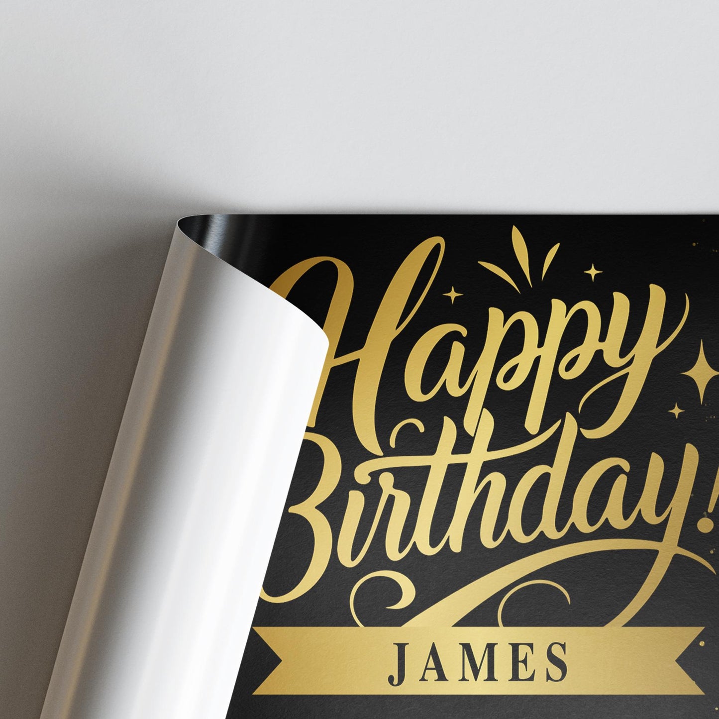 Personalised Birthday Banner with Photos and Name  Black & Gold Classic Party Decoration  Custom Happy Birthday Sign  For Him or For Her