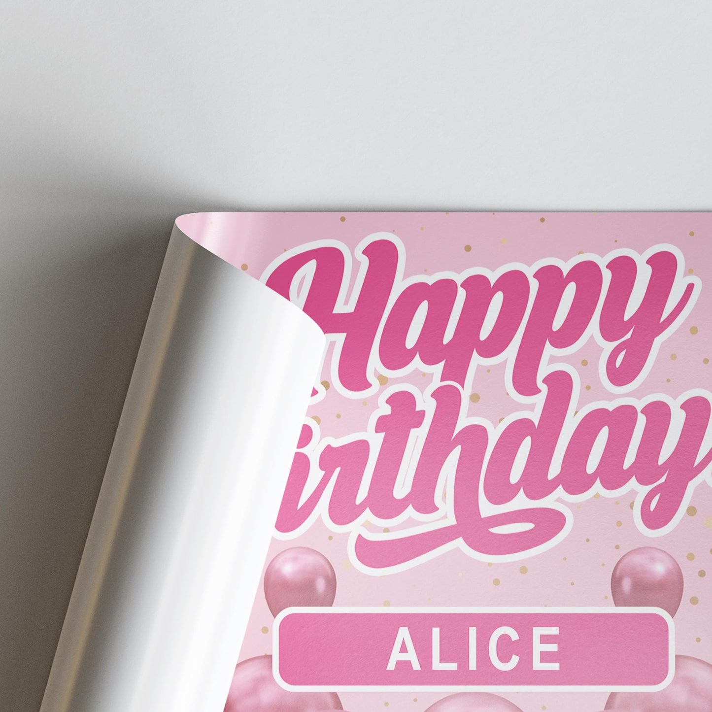 Personalised Birthday Banner with Photos & Name  Pink Classic Balloon Party Design  Custom Happy Birthday Sign For Her  Pink Party Theme