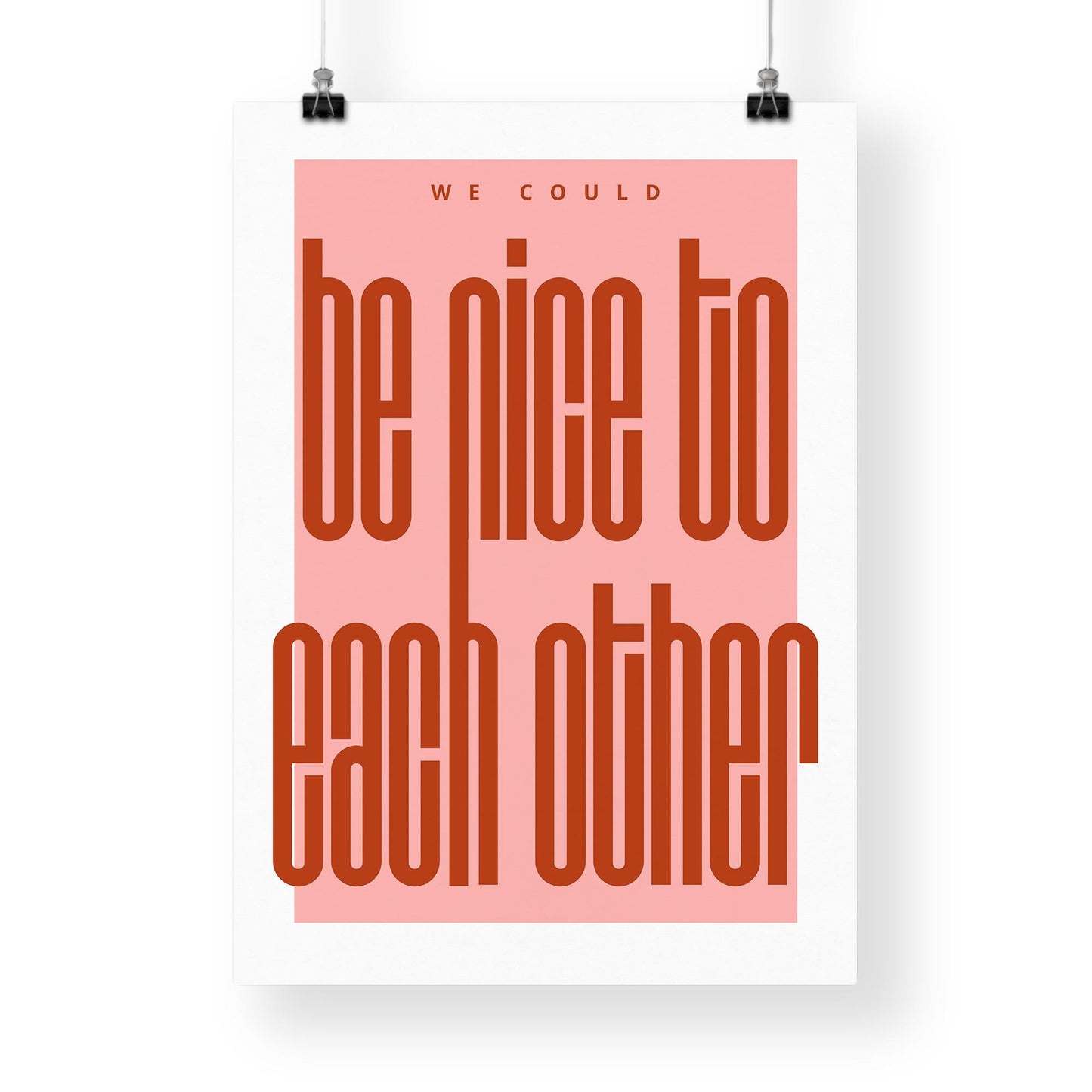 Nice to Each Other Lyric-Inspired Poster 1: Modern Bold Typography in Red & Pink  Contemporary Music Wall Art, Home Decor for Music Lover