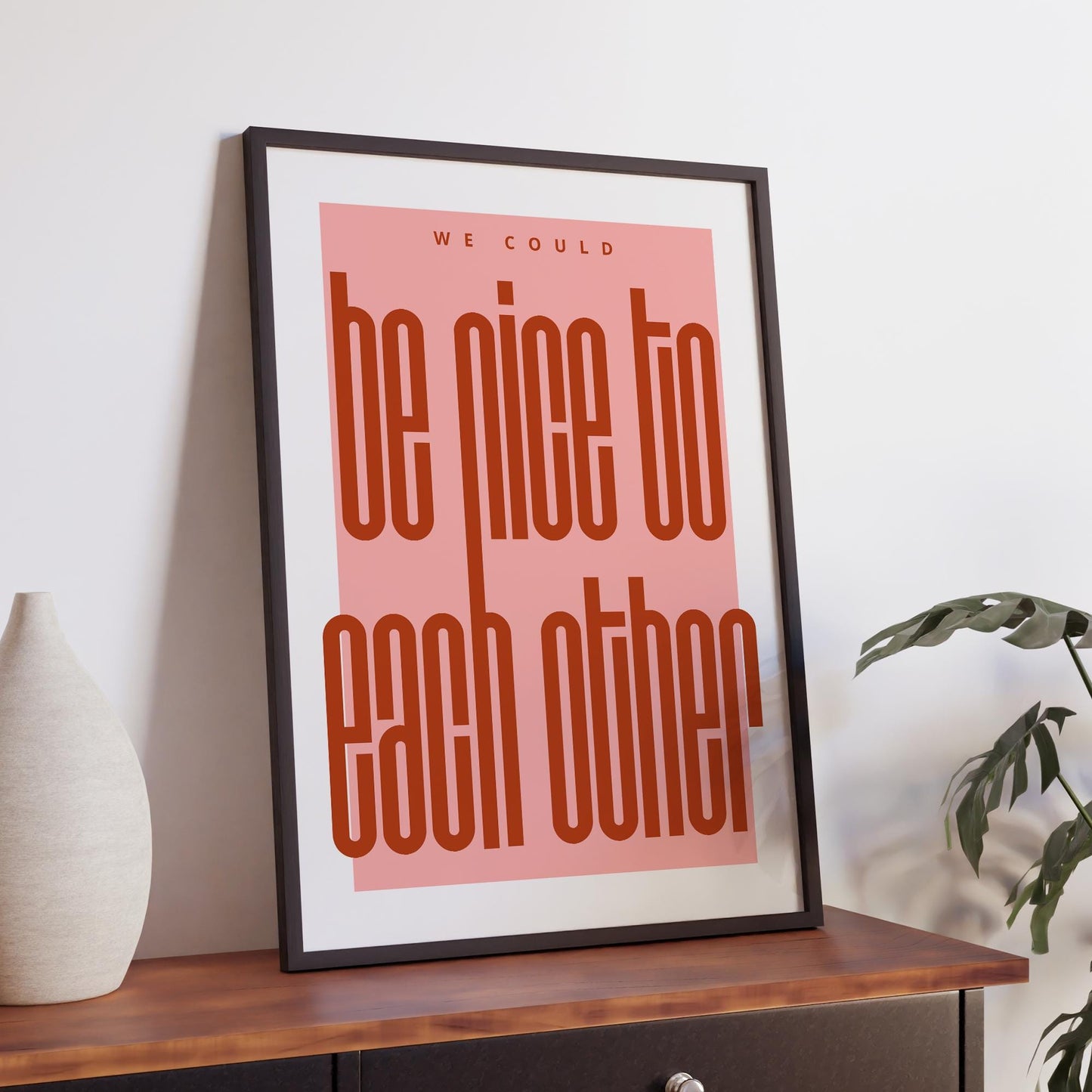 Nice to Each Other Lyric-Inspired Poster 1: Modern Bold Typography in Red & Pink  Contemporary Music Wall Art, Home Decor for Music Lover