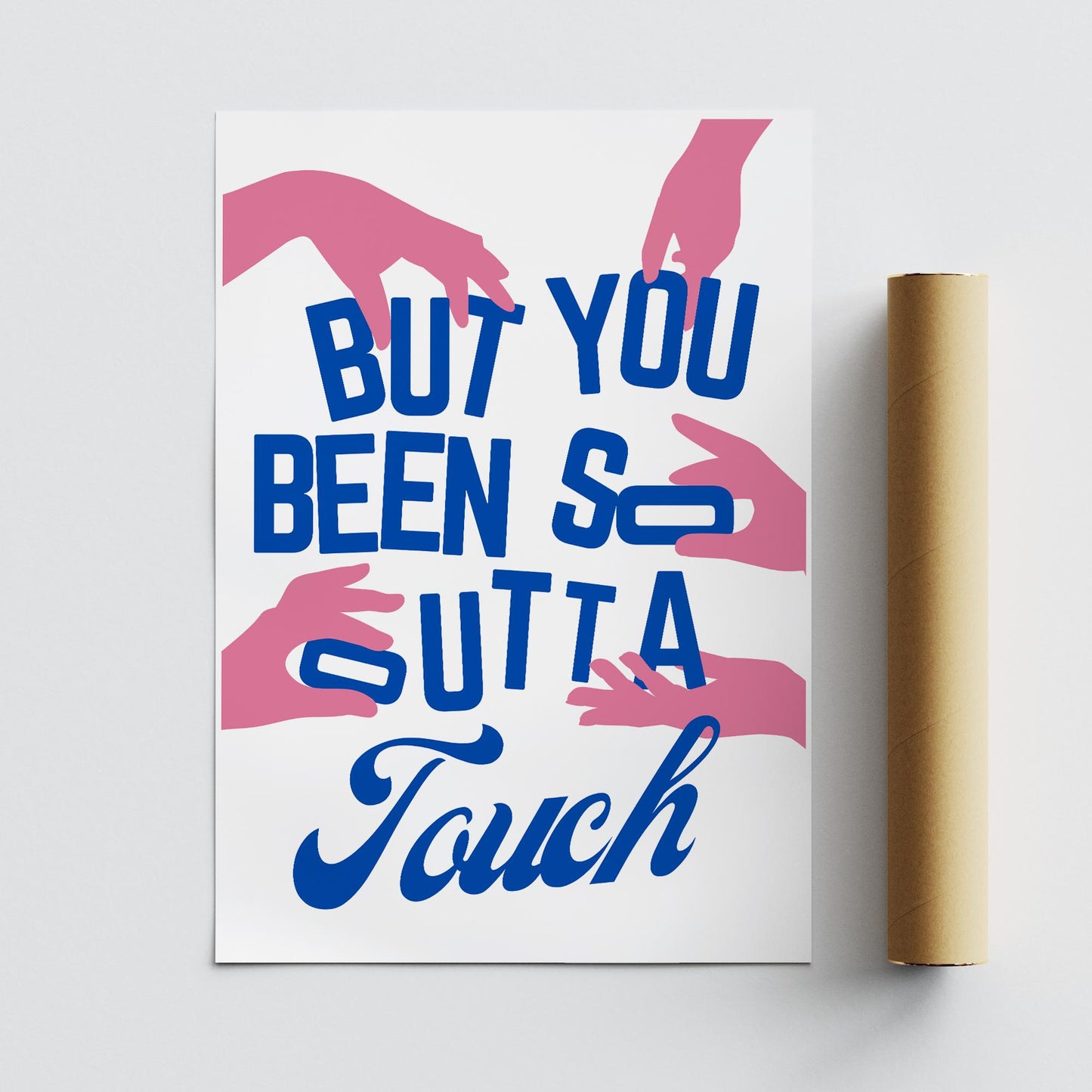 Lyric-Inspired K-pop Poster  Outta Touch 5: Blue & Pink Graphic Typography Print, Song Wall Art, Lyric Quote Home Decor for Music Lover