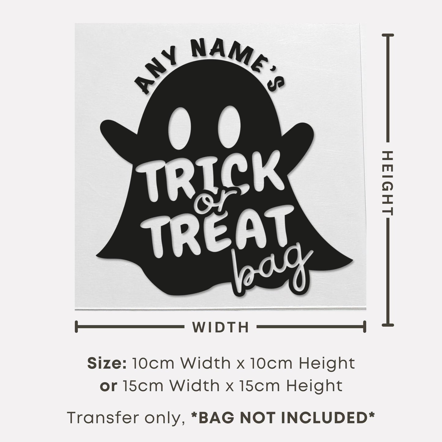 Personalised Ghost Trick or Treat Bag Iron On Vinyl Transfer  Custom Halloween Heat Transfer  DIY Halloween Sweet Bag Decoration