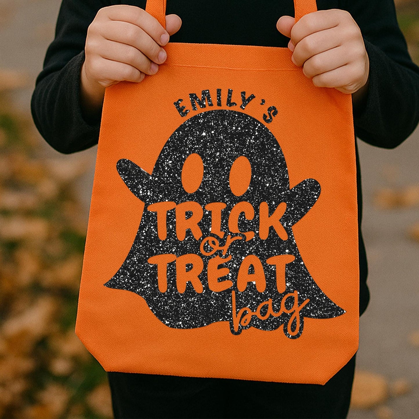 Personalised Ghost Trick or Treat Bag Iron On Vinyl Transfer  Custom Halloween Heat Transfer  DIY Halloween Sweet Bag Decoration