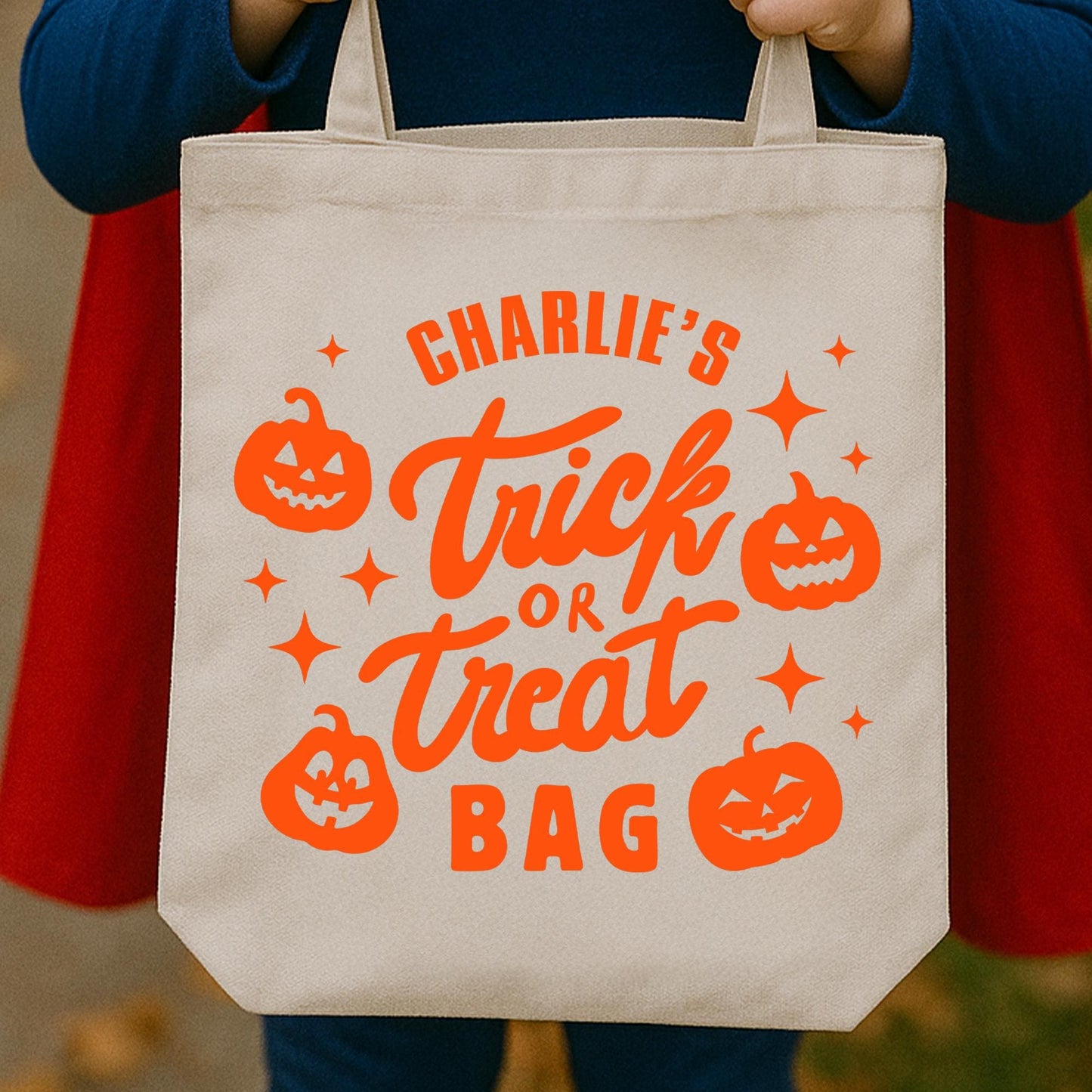 Personalised Pumpkin Trick or Treat Bag Iron On Vinyl Transfer  Custom Halloween Heat Transfer  DIY Halloween Sweet Bag Decoration
