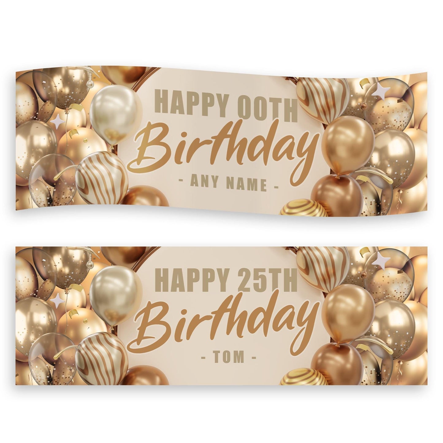 Personalised Gold Balloon Birthday Banner: Custom Party Decoration   Age Milestone Party Backdrop or Table Decor | 18th, 21st, 40th, 50th