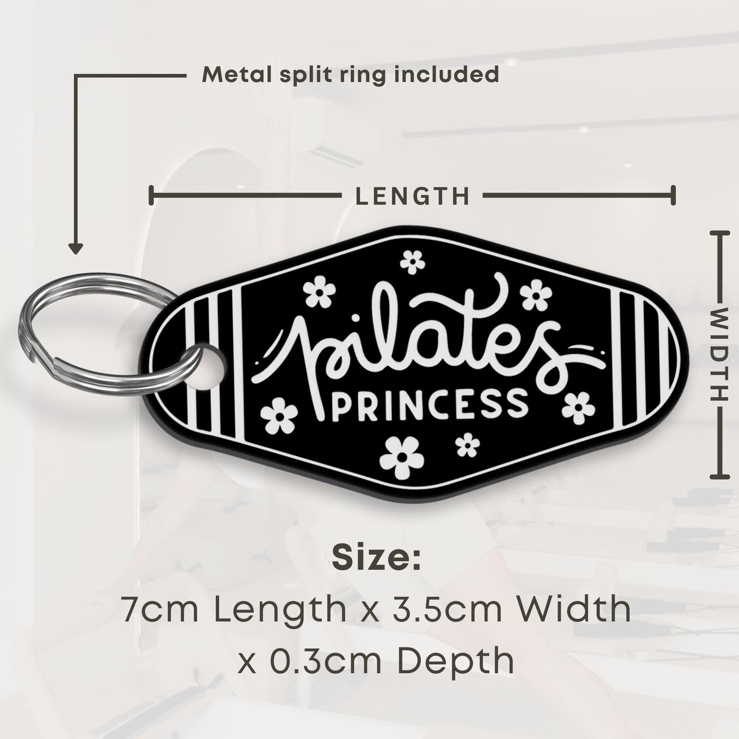 Pilates Princess Keyring  Floral Motel Style Keychain | Pilates Accessories for Her, Pilates Instructor Gifts, Cute Pilates Lover Present