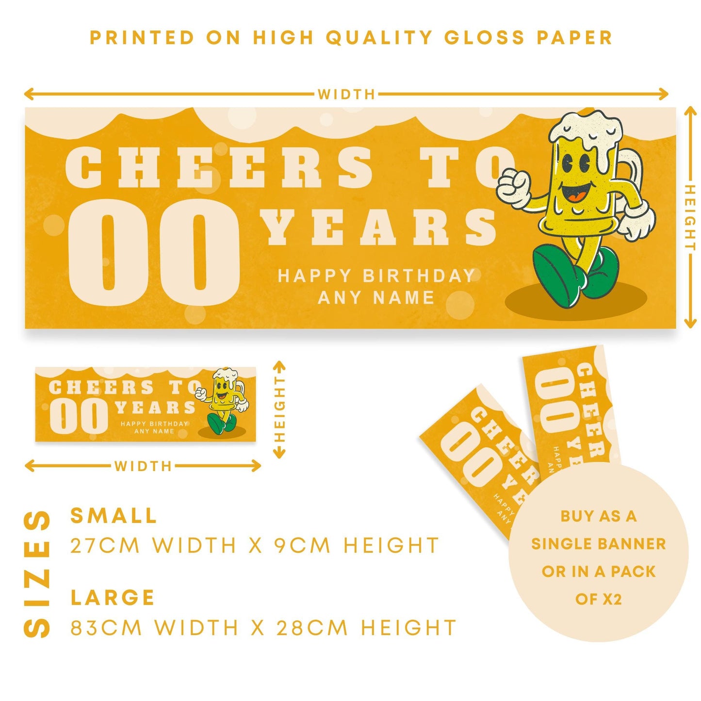 Personalised Birthday Banner  Cheers to Years  Beer Themed Party Decoration  Custom Name & Age Decor - 18th, 21st, 30th, 40th, 50th