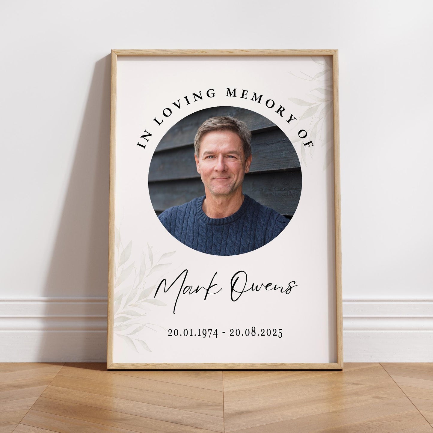 Personalised Funeral Welcome Sign  01: In Loving Memory Photo Poster  Custom Memorial Print for Celebration of Life or Wake  A3 & A2