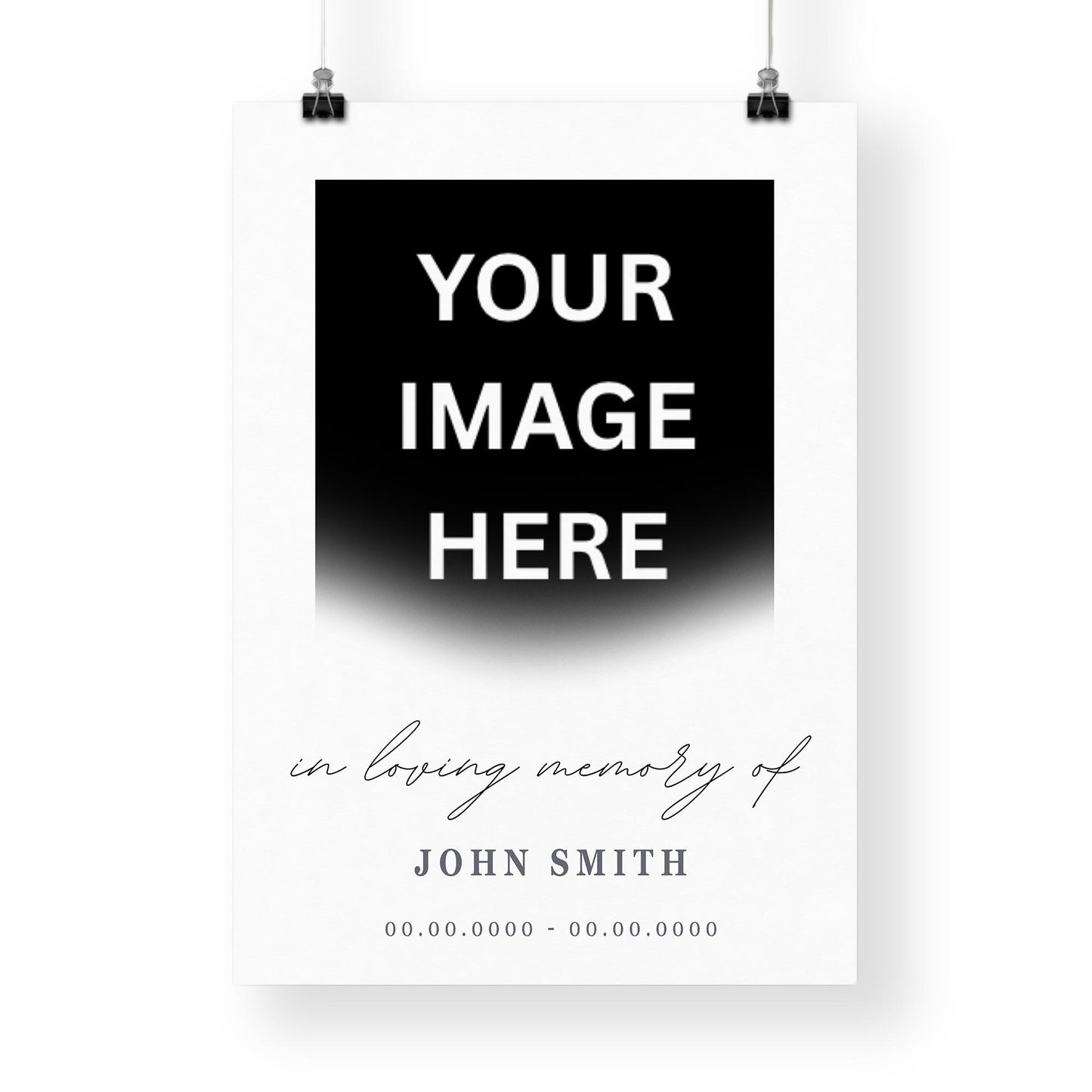 Personalised Funeral Photo Sign  04: In Loving Memory Photo Poster  Soft Minimal Memorial Print for Wake or Celebration of Life  A3 & A2