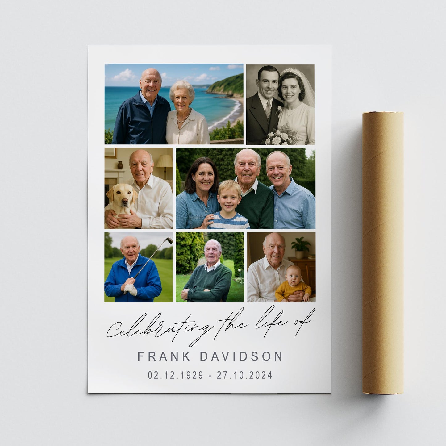 Personalised Funeral Sign  05: Custom Photo Print for Wake  Celebration of Life Collage Poster  Custom Memorial Picture Print  A3 & A2