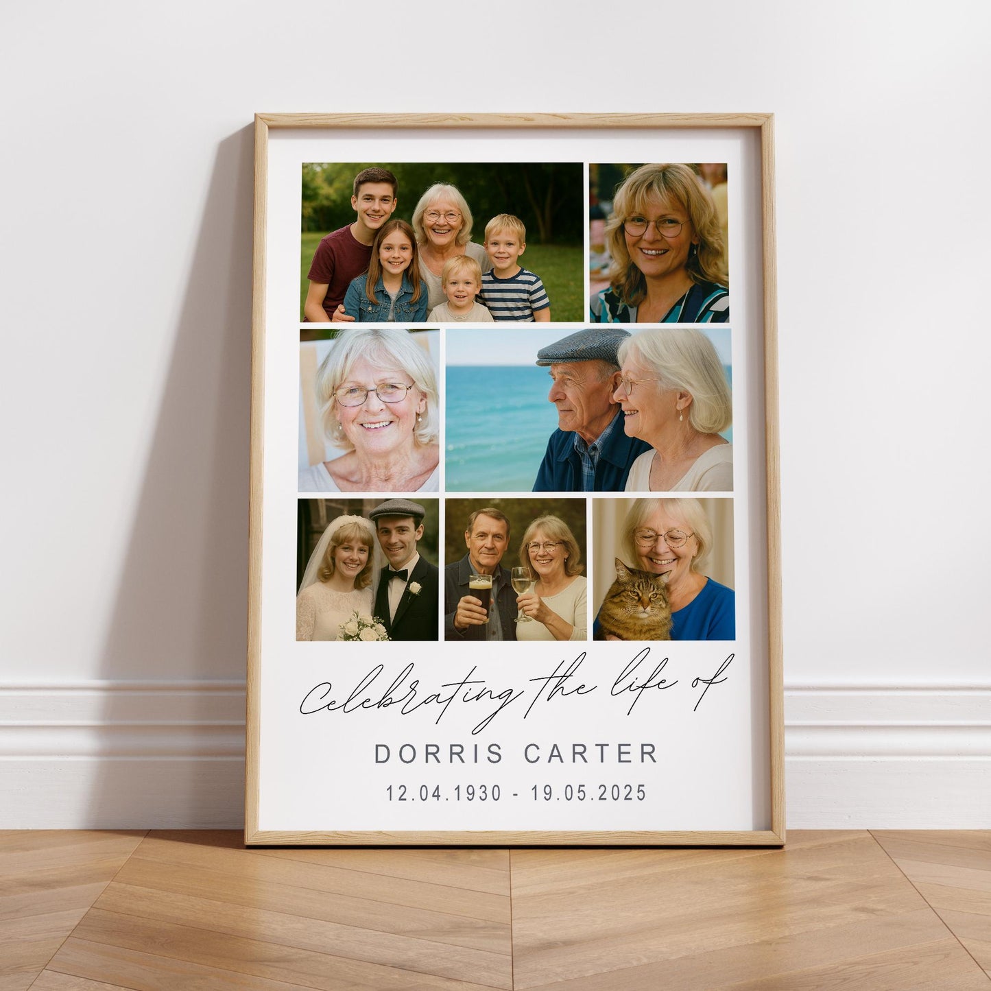 Personalised Funeral Sign  05: Custom Photo Print for Wake  Celebration of Life Collage Poster  Custom Memorial Picture Print  A3 & A2