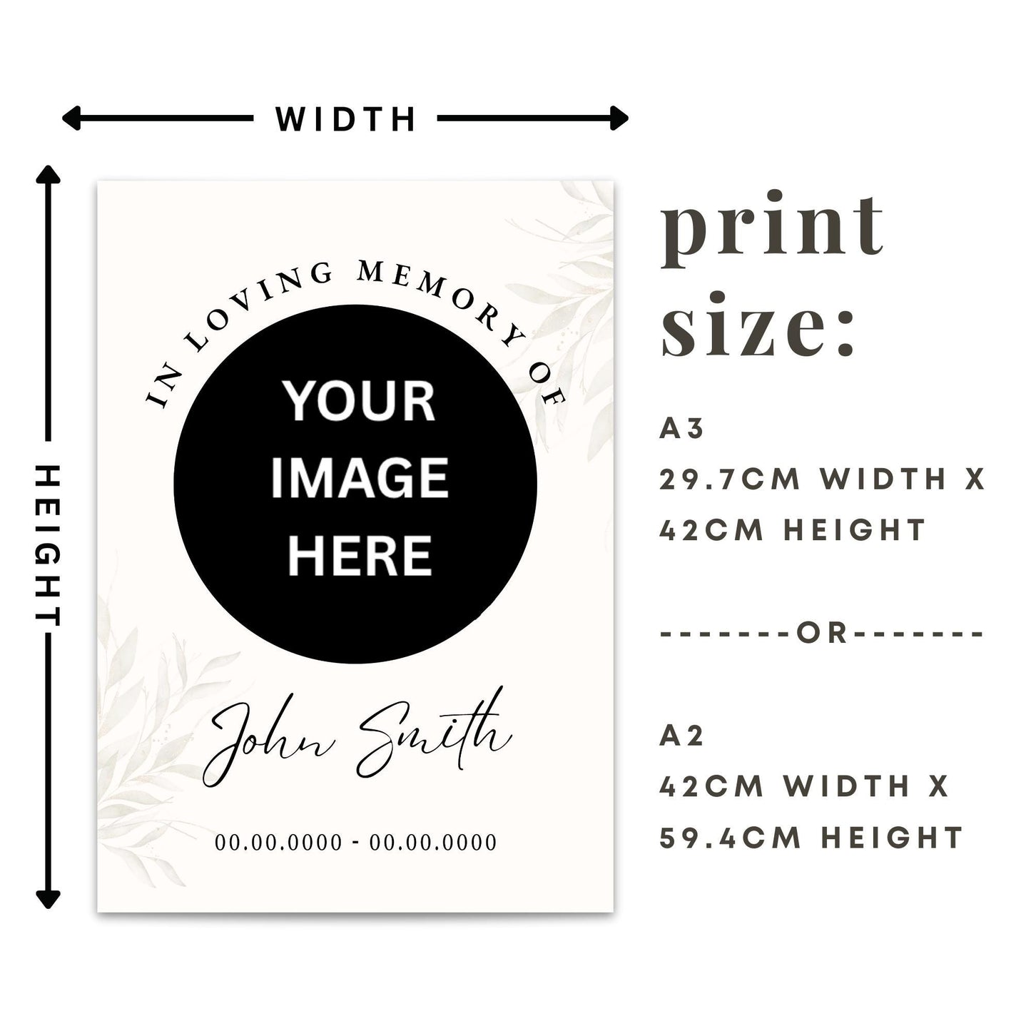 Personalised Funeral Welcome Sign  01: In Loving Memory Photo Poster  Custom Memorial Print for Celebration of Life or Wake  A3 & A2