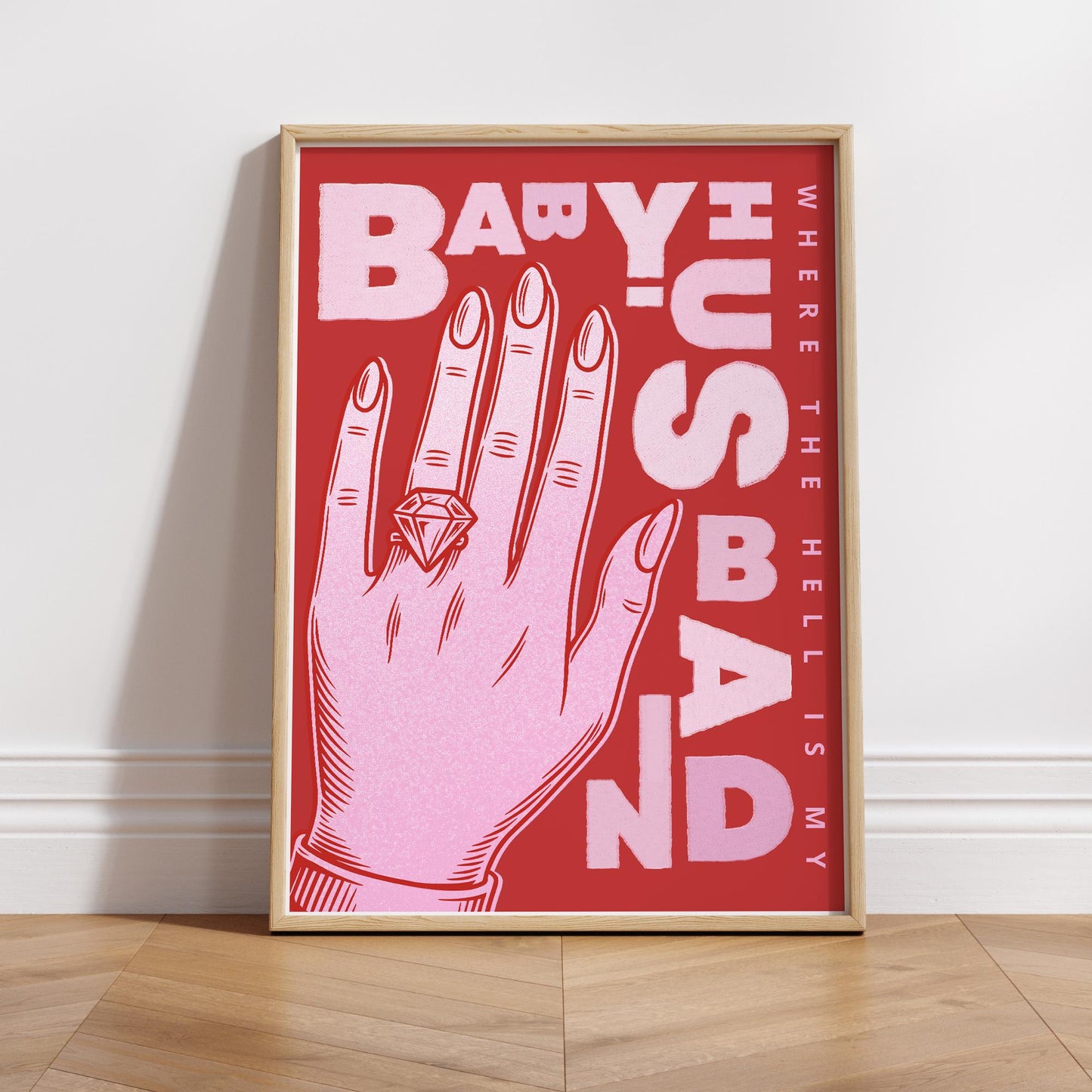 Lyric Inspired Print  Where The Hell Is My Husband 05: Music Poster | Typography Song Quote Wall Art | Red & Pink Graphic |  Home Decor