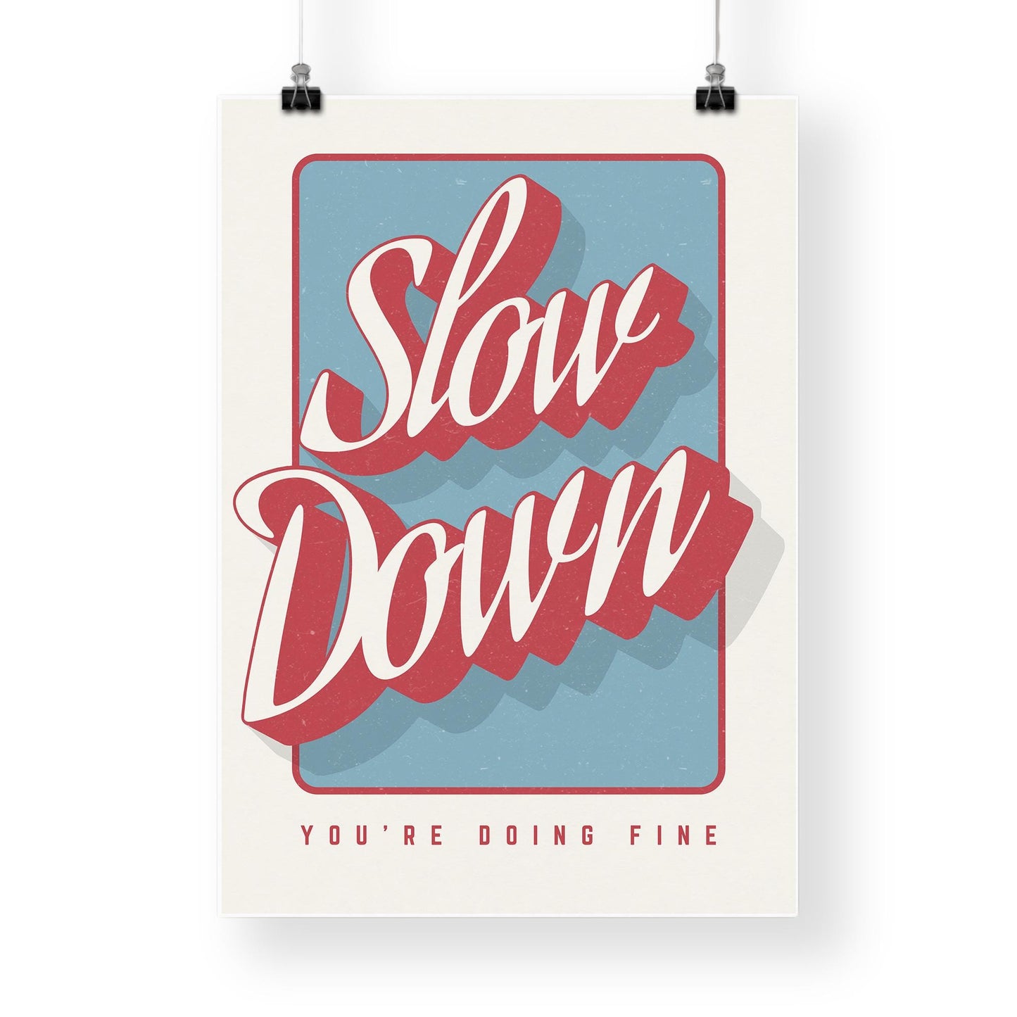 Song Poster  “Slow Down Youre Doing Fine Lyric Print 05: Retro Script Typography Wall Art | Aesthetic Music-Inspired Decor Home Decor