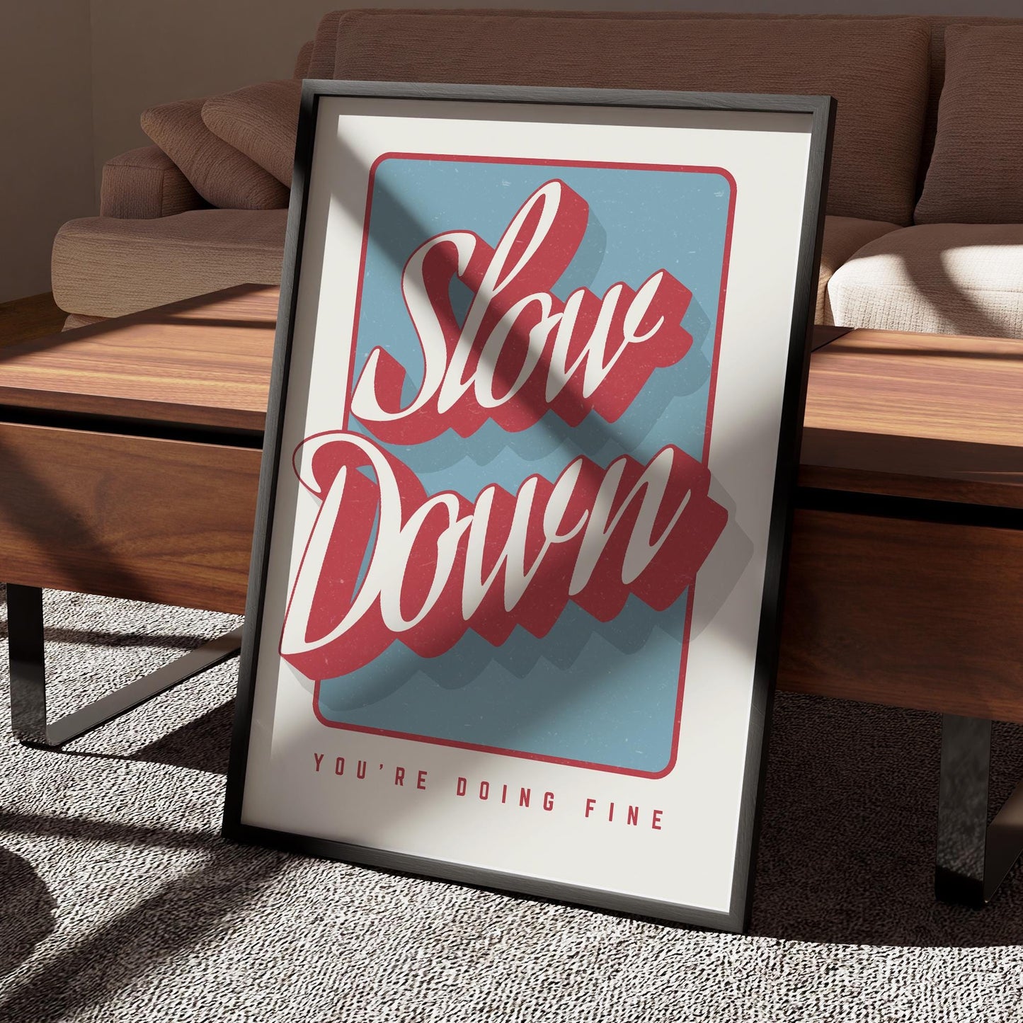 Song Poster  “Slow Down Youre Doing Fine Lyric Print 05: Retro Script Typography Wall Art | Aesthetic Music-Inspired Decor Home Decor