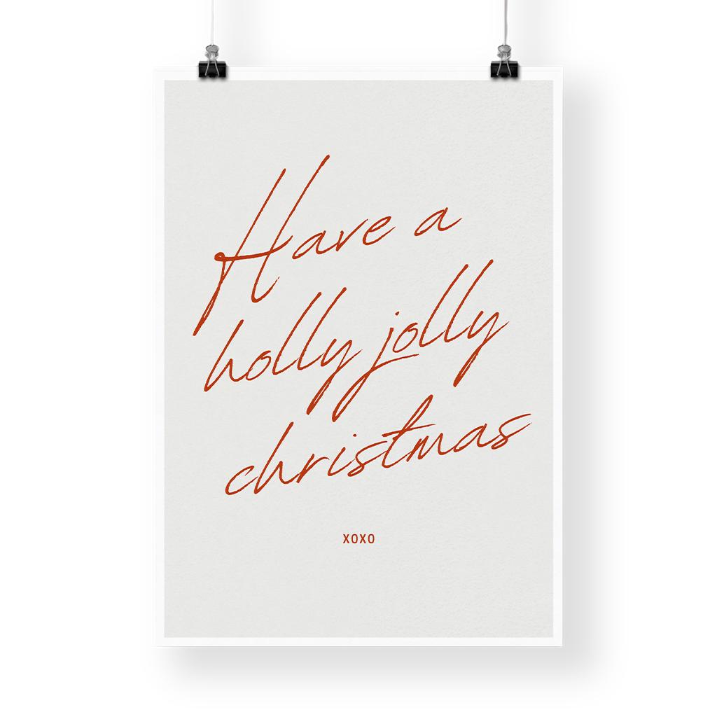 Christmas Minimal Print  Elegant Script "Have a Holly Jolly Christmas" Poster 06 | Festive Xmas Song Quote Wall Art | Seasonal Home Decor
