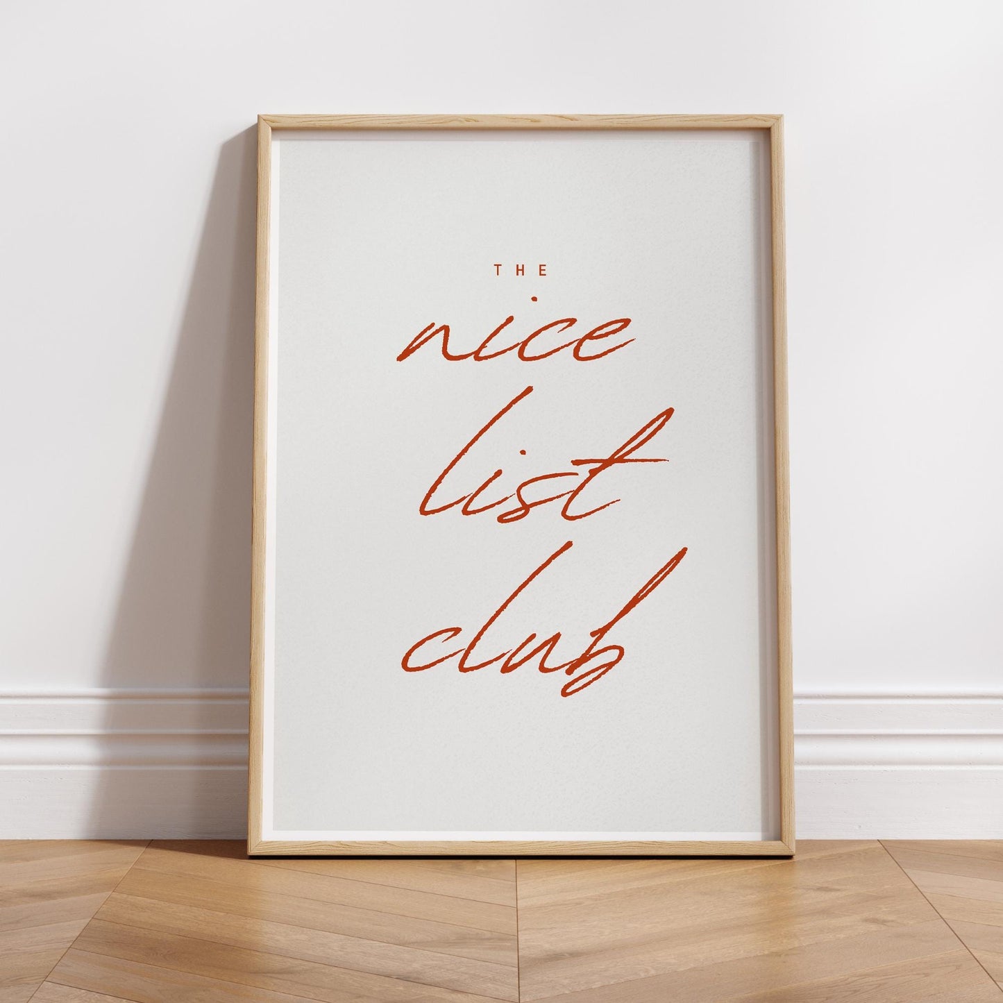 Minimal Christmas Poster  "The Nice List Club" Script Print 05 | Elegant Xmas Wall Art | Festive Typography Print | Seasonal Home Decor