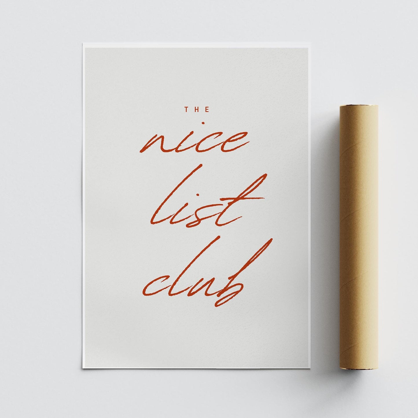 Minimal Christmas Poster  "The Nice List Club" Script Print 05 | Elegant Xmas Wall Art | Festive Typography Print | Seasonal Home Decor
