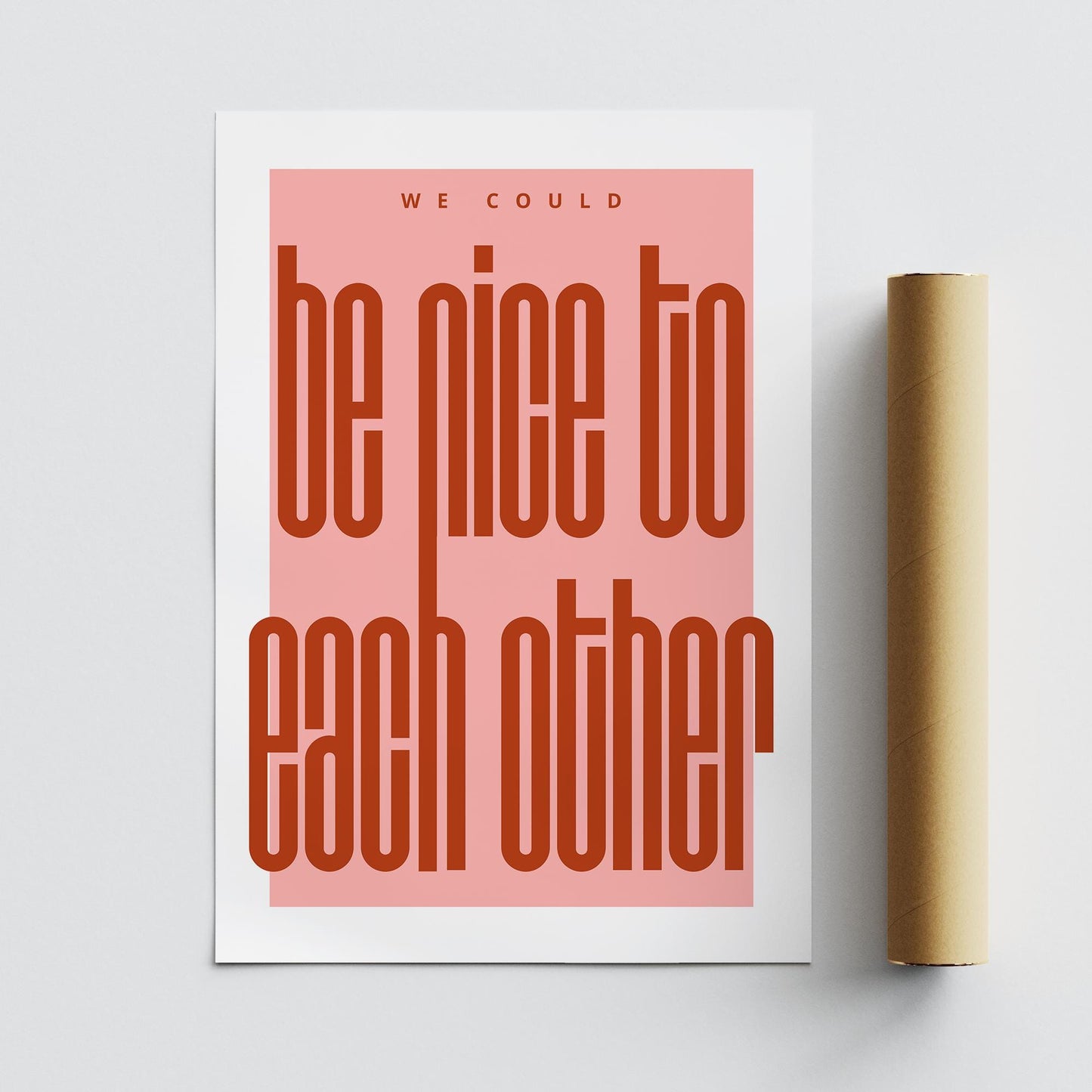 Nice to Each Other Lyric-Inspired Poster 1: Modern Bold Typography in Red & Pink  Contemporary Music Wall Art, Home Decor for Music Lover
