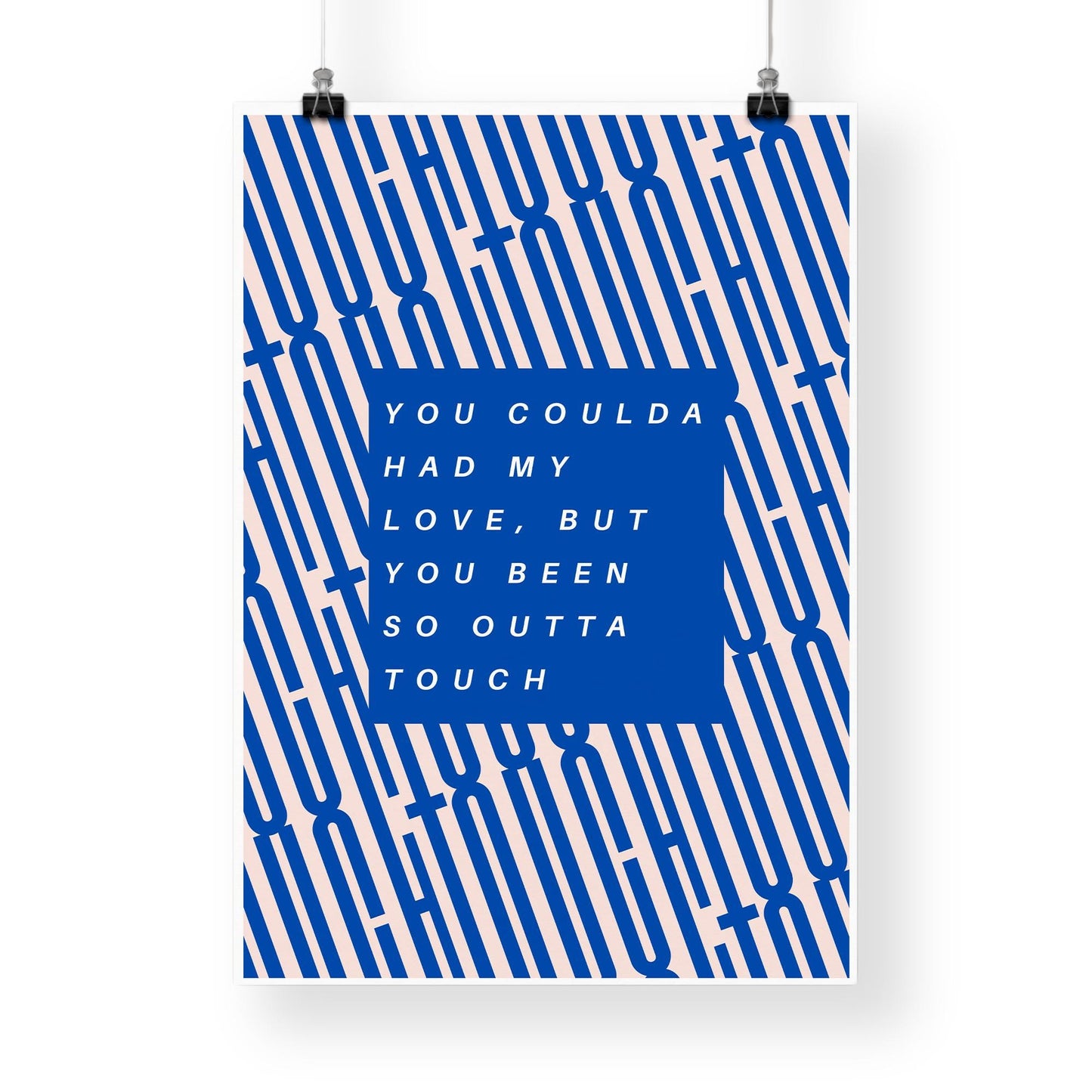 K-Pop Lyric Inspired Poster  OuttaTouch 1: Bold Blue Typography Print, Graphic Modern Wall Art, Song Quote Home Decor for Music Lover