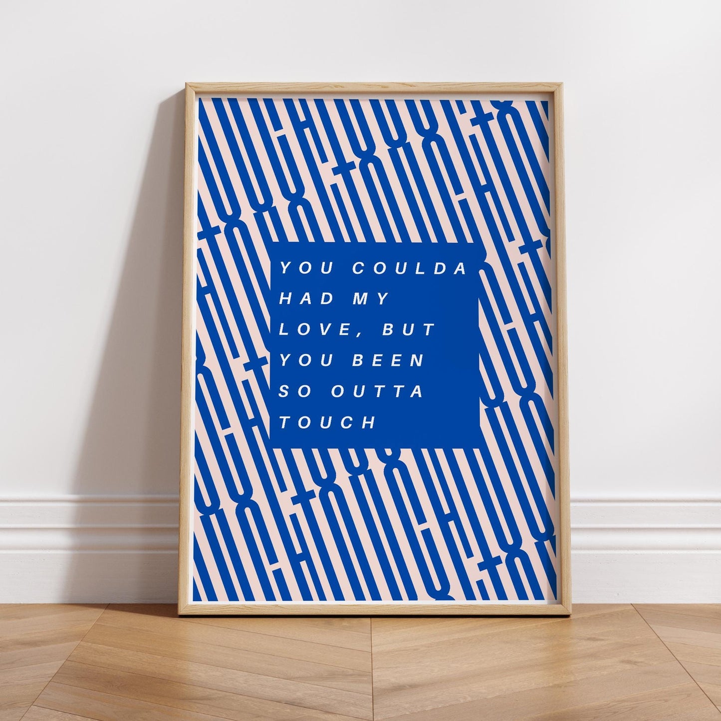 K-Pop Lyric Inspired Poster  OuttaTouch 1: Bold Blue Typography Print, Graphic Modern Wall Art, Song Quote Home Decor for Music Lover