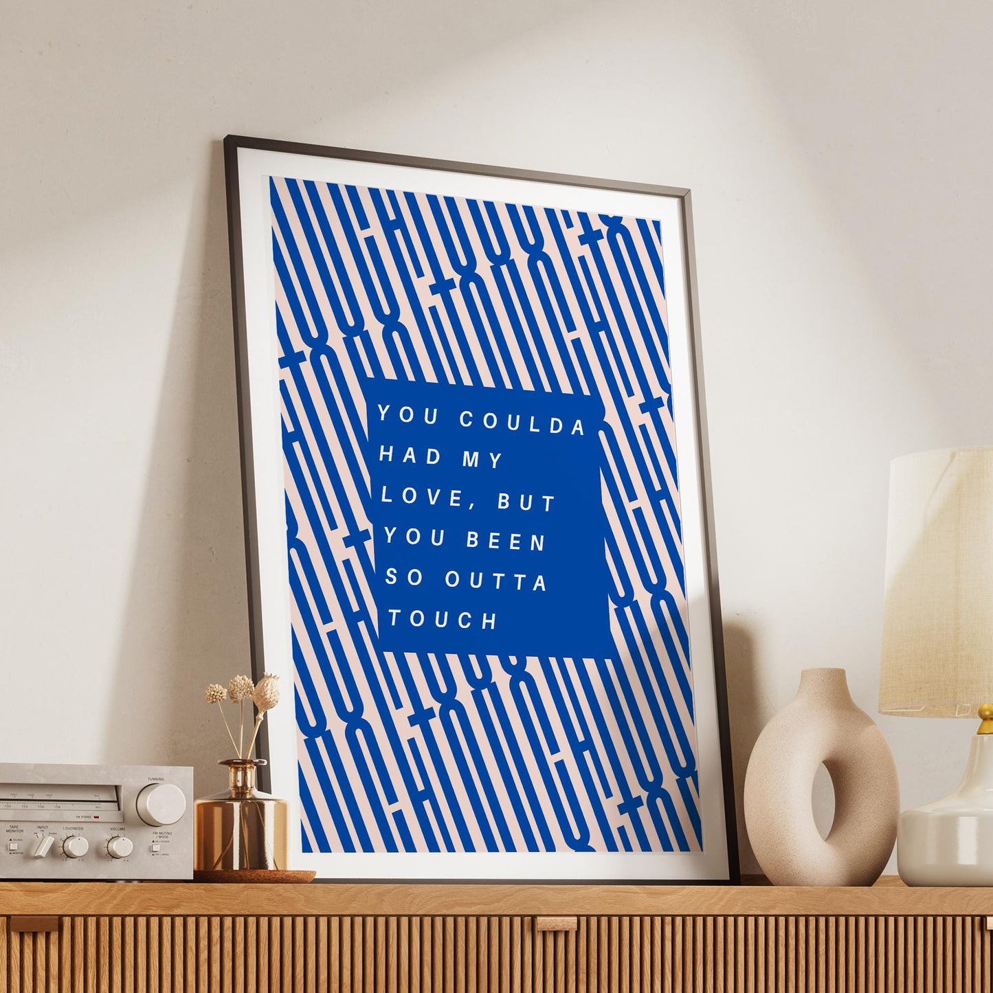 K-Pop Lyric Inspired Poster  OuttaTouch 1: Bold Blue Typography Print, Graphic Modern Wall Art, Song Quote Home Decor for Music Lover