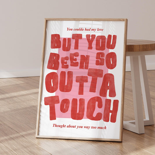 Outta Touch Lyric Inspired Print 4: Bold Red & Pink Block Typography K-Pop Poster, Graphic Wall Art, Song Quote Home Decor for Music Lover