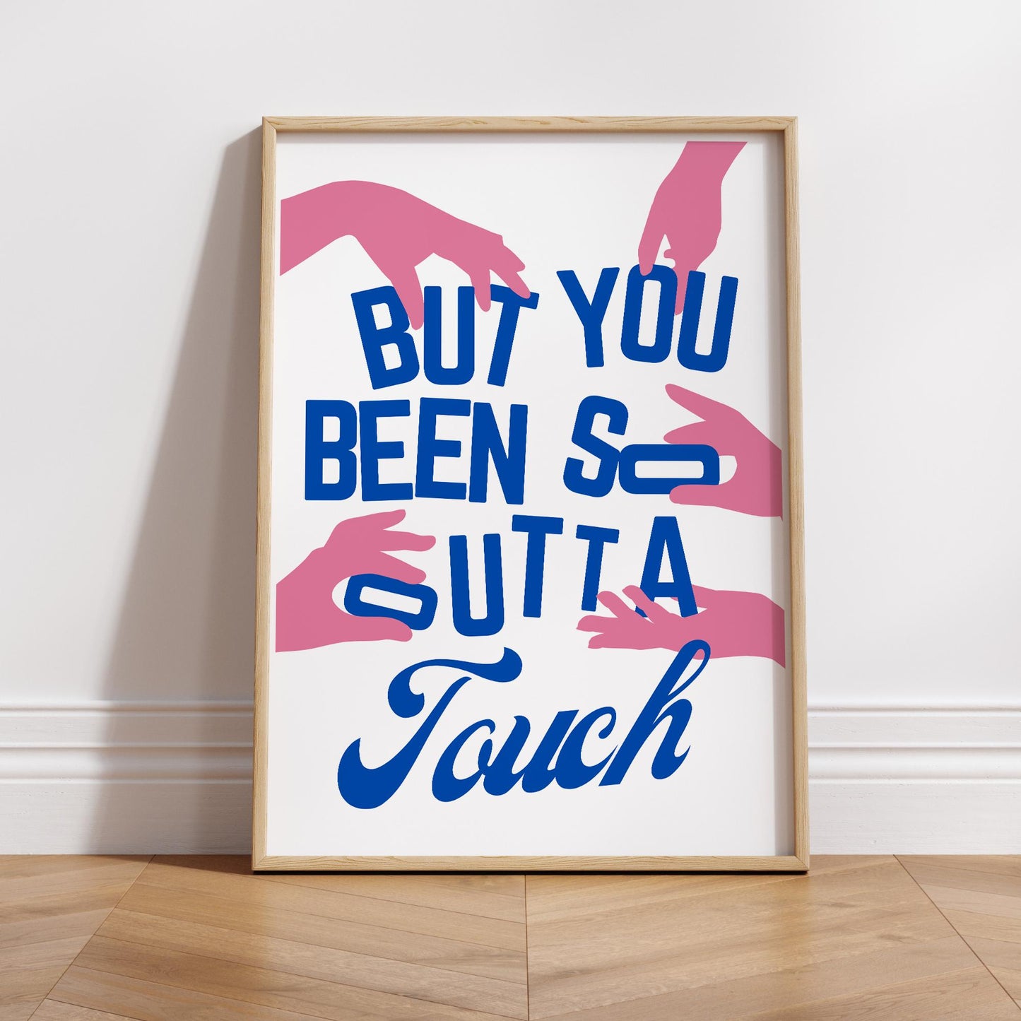 Lyric-Inspired K-pop Poster  Outta Touch 5: Blue & Pink Graphic Typography Print, Song Wall Art, Lyric Quote Home Decor for Music Lover