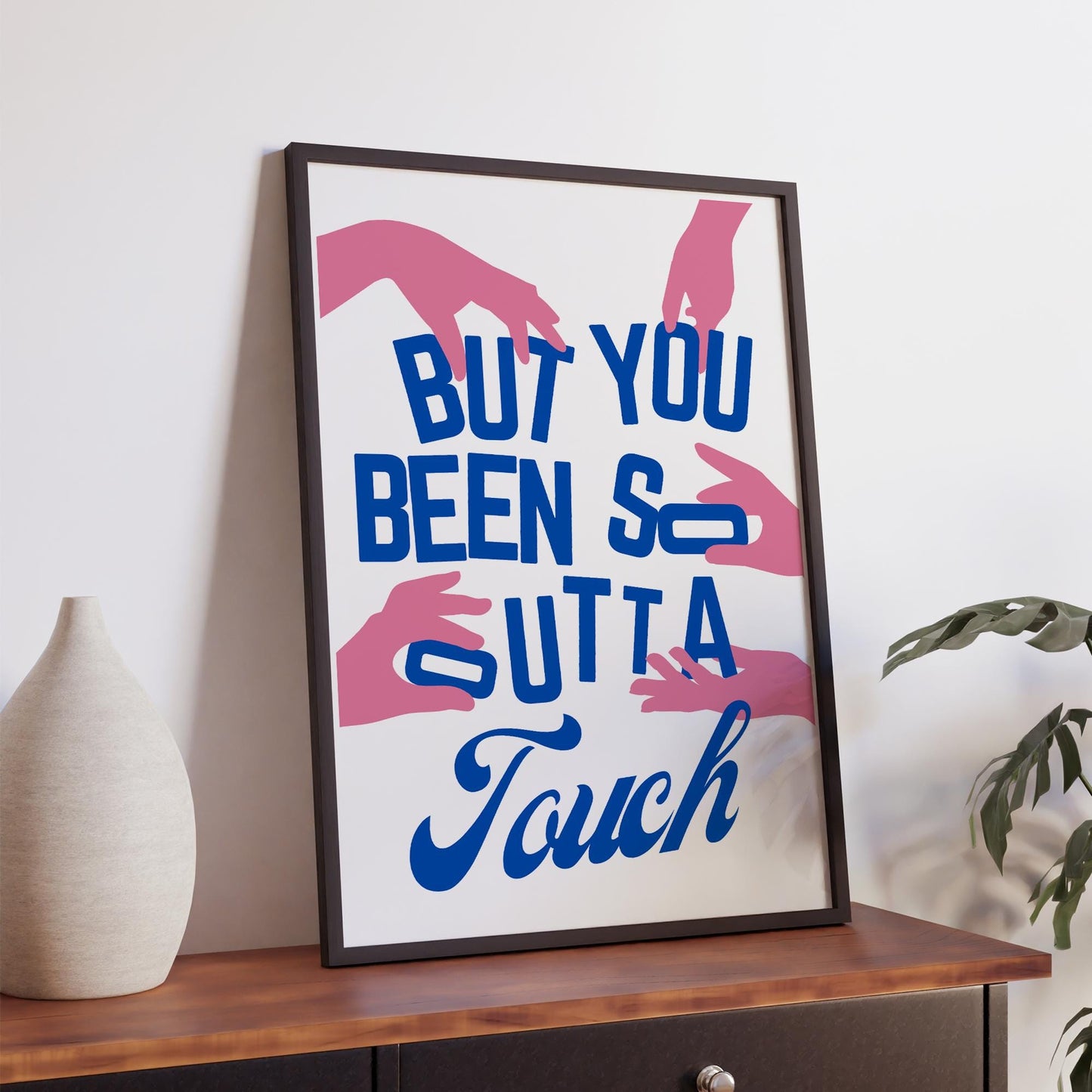 Lyric-Inspired K-pop Poster  Outta Touch 5: Blue & Pink Graphic Typography Print, Song Wall Art, Lyric Quote Home Decor for Music Lover