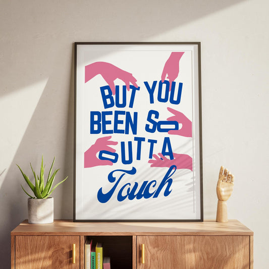 Lyric-Inspired K-pop Poster  Outta Touch 5: Blue & Pink Graphic Typography Print, Song Wall Art, Lyric Quote Home Decor for Music Lover