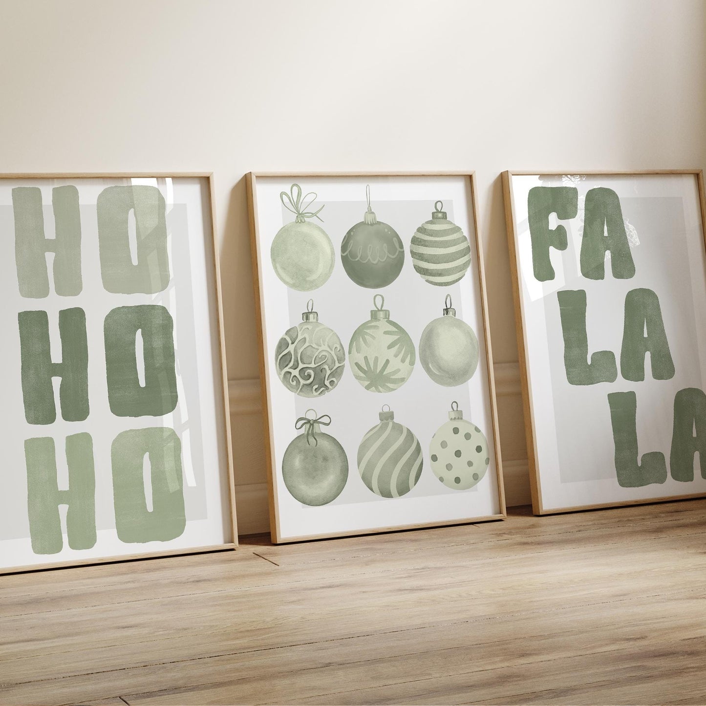 Christmas Wall Art Green Christmas Bauble Print  Festive Xmas Ornament Poster  Glossy Christmas Decoration Print | Seasonal Home Decor