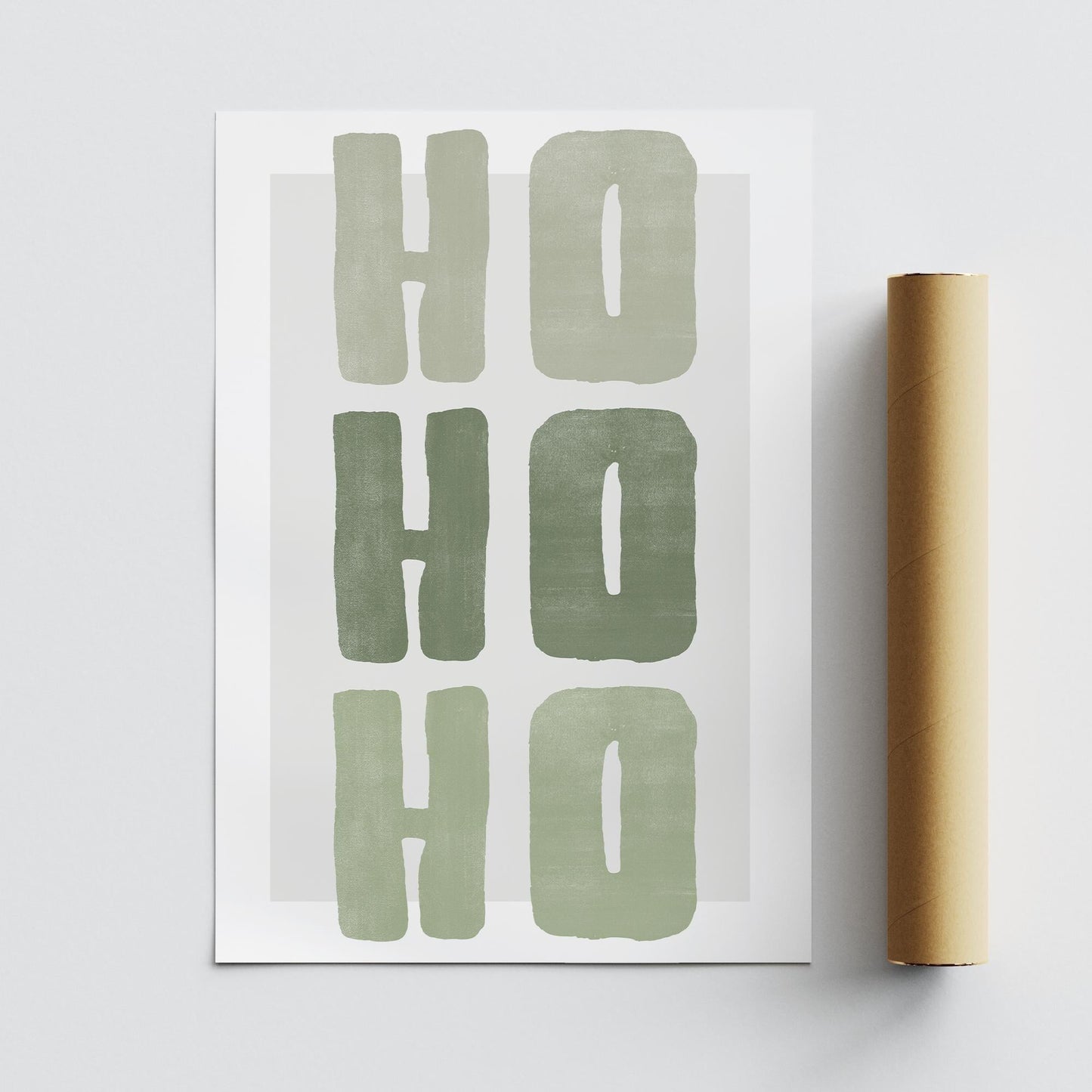 Green Christmas Print  Ho Ho Ho Poster  Modern Xmas Typography Wall Art  Minimal Festive Quote Decoration | Seasonal Home Decor
