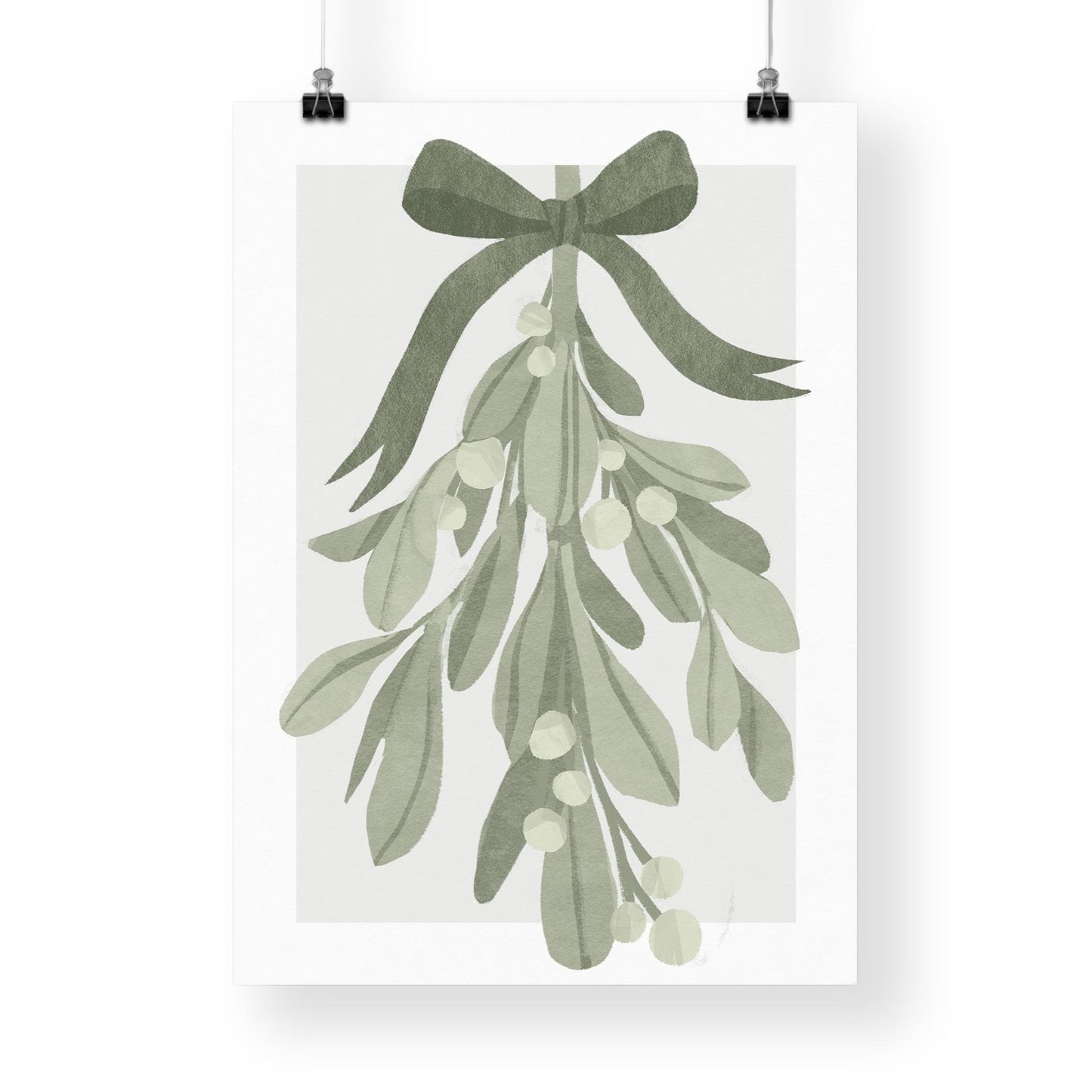 Cosy Christmas Print  Green Christmas Mistletoe Poster  Botanical Xmas Wall Art  Watercolour Festive Decoration | Seasonal Home Decor