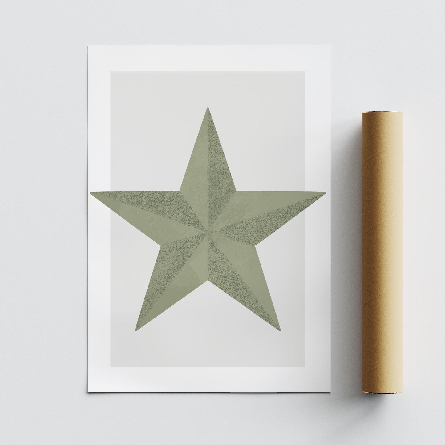Green Christmas Star Print  Minimal Modern Festive Wall Art  Simple Xmas Decoration   Christmas Gallery Wall Poster  Seasonal Home Decor