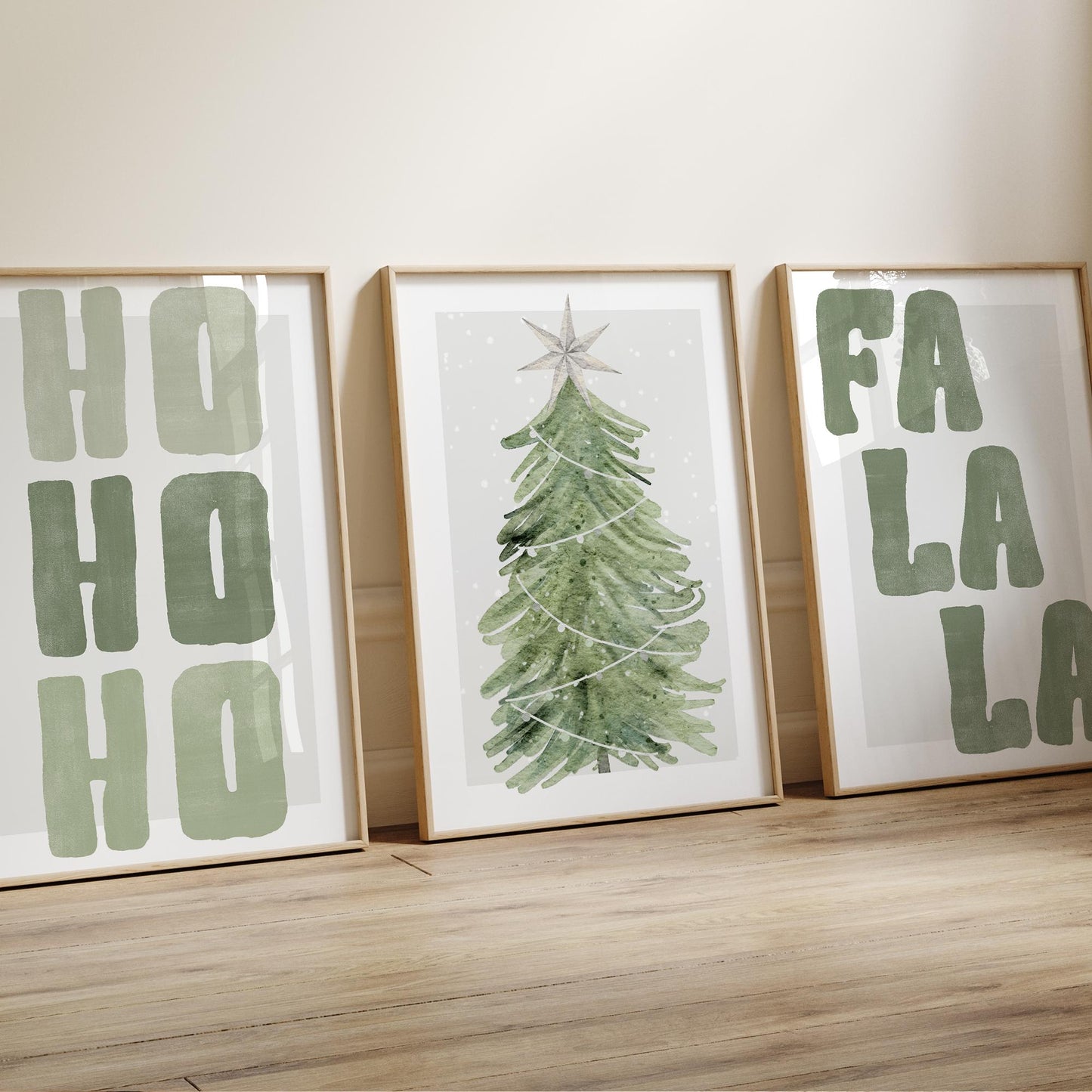 Christmas Wall Art  Green Christmas Tree Print  Watercolour Style Poster  Winter Gallery Wall Art  Xmas Decoration | Seasonal Home Decor