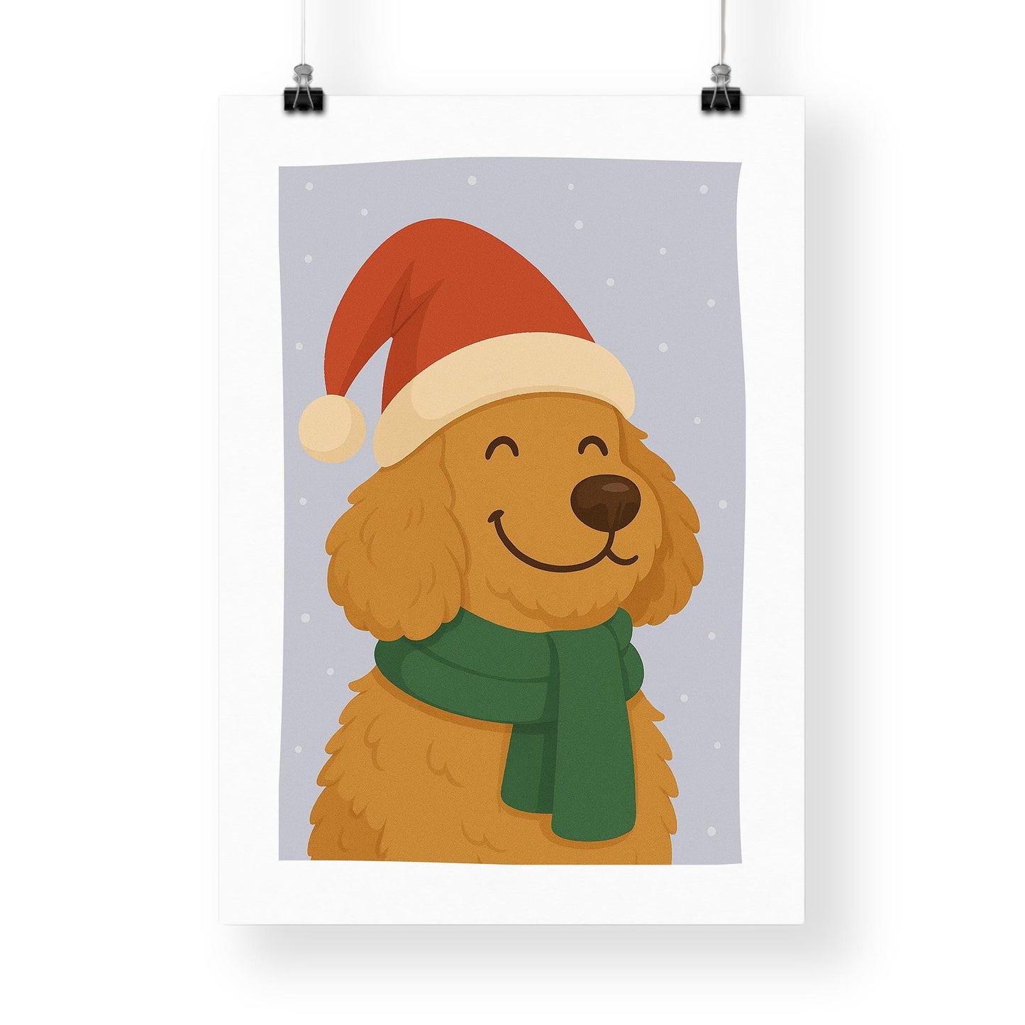 Christmas Dog Wall Art  Cockapoo in Santa Hat Print  Festive Xmas Pet Poster  Cute Christmas Seasonal Home Decor  Gift For Dog Lover