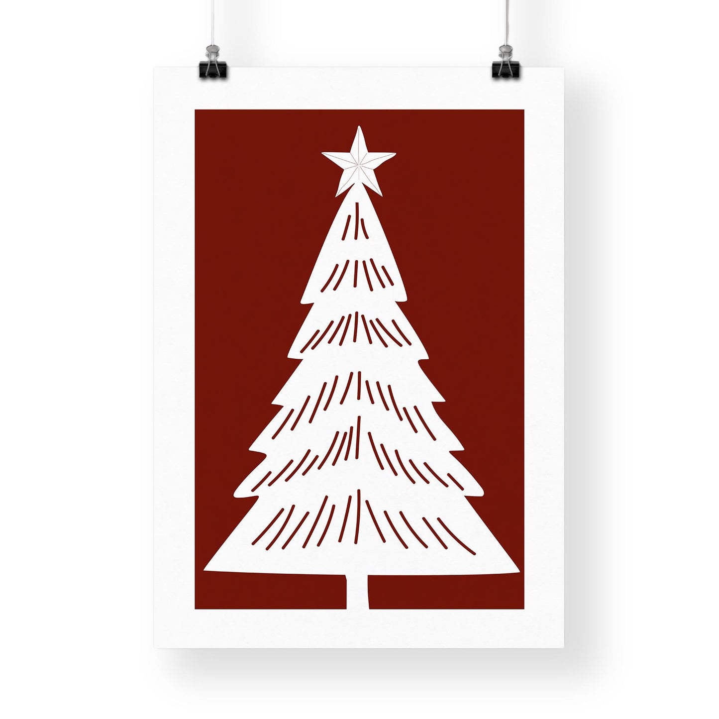 Christmas Tree Wall Art  Minimal Red Xmas Print  Modern Christmas Poster for Festive Gallery Wall   Seasonal Home Decor