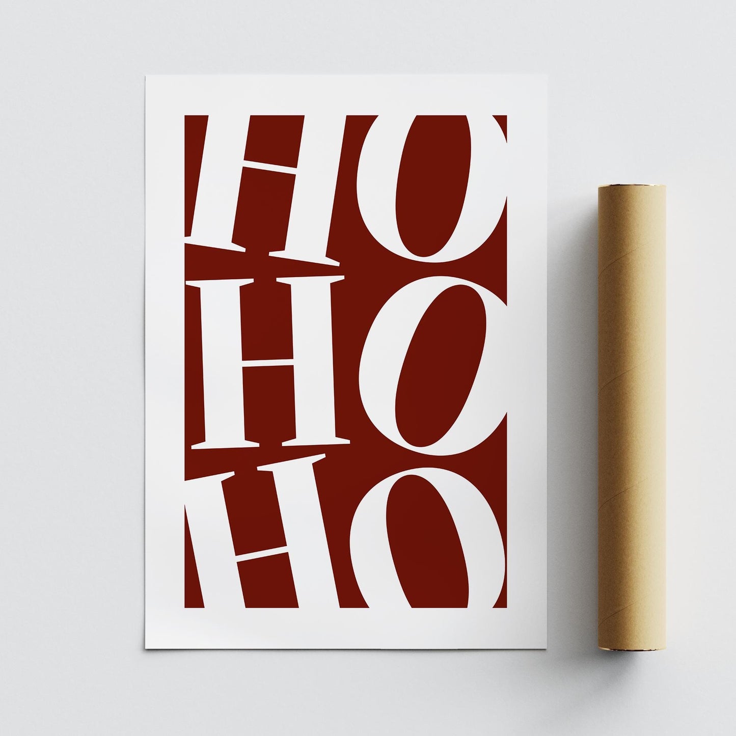 Ho Ho Ho Christmas Wall Art  Minimal Red Typography Poster  Modern Festive Print for Gallery Wall   Seasonal Home Decor