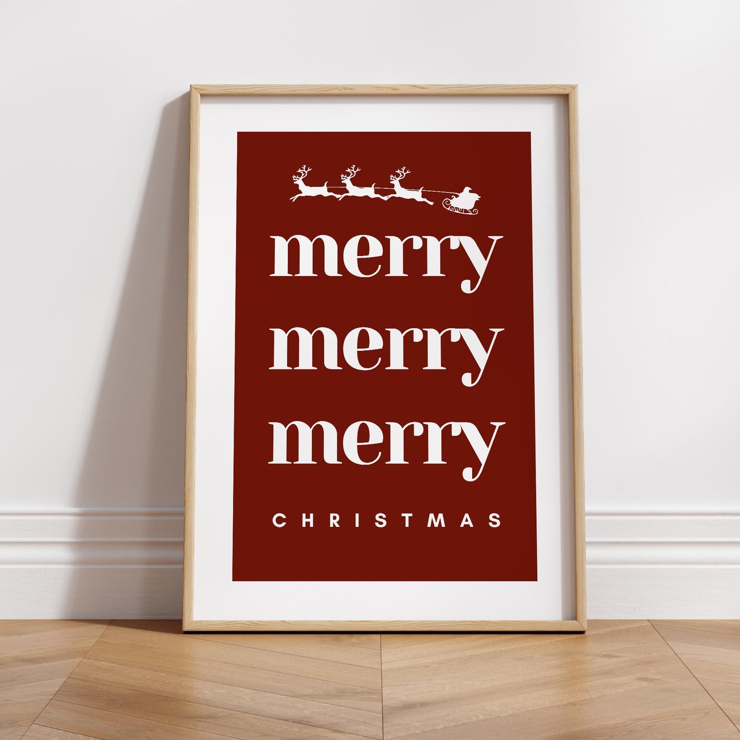 Merry Christmas Wall Art  Minimal Red Xmas Poster  Modern Typography Print for Festive Gallery Wall   Seasonal Home Decor