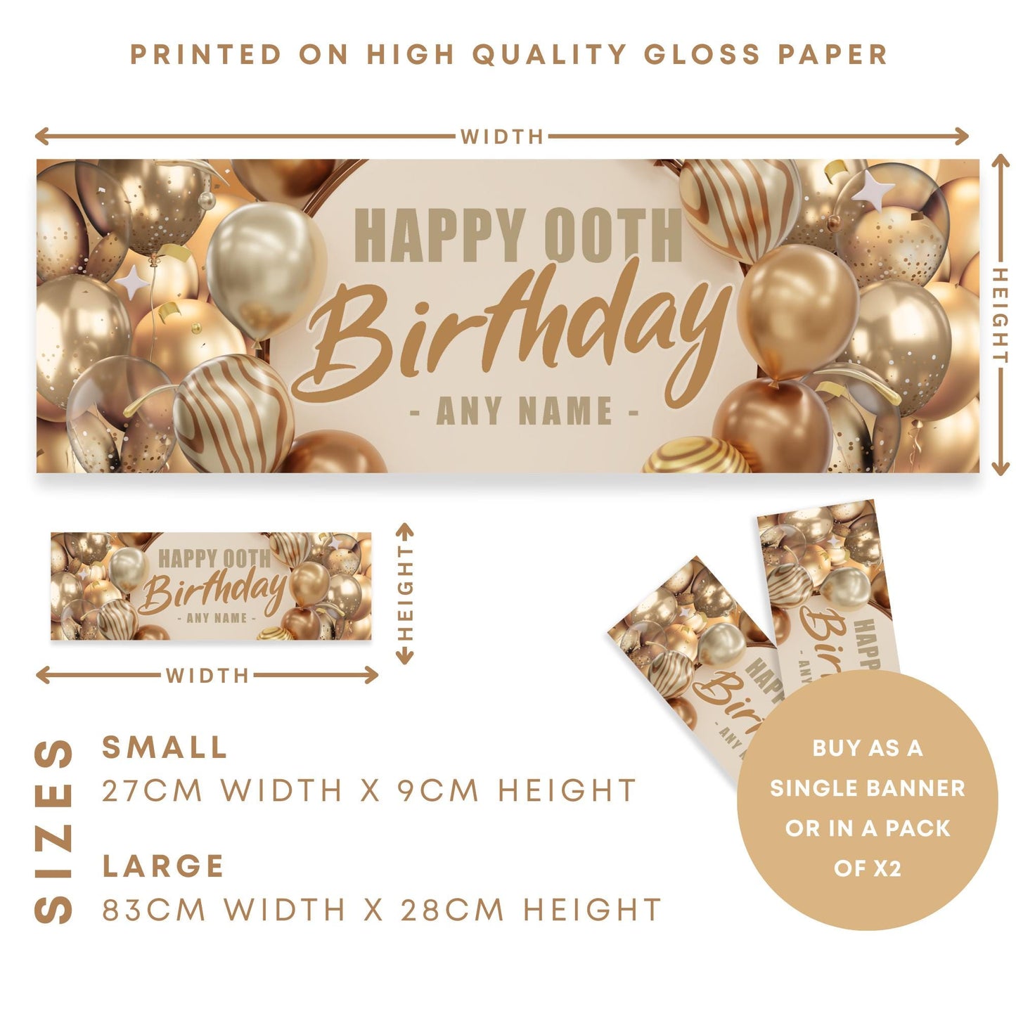 Personalised Gold Balloon Birthday Banner: Custom Party Decoration   Age Milestone Party Backdrop or Table Decor | 18th, 21st, 40th, 50th