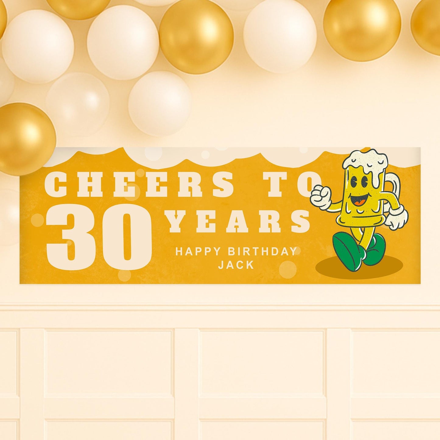 Personalised Birthday Banner  Cheers to Years  Beer Themed Party Decoration  Custom Name & Age Decor - 18th, 21st, 30th, 40th, 50th